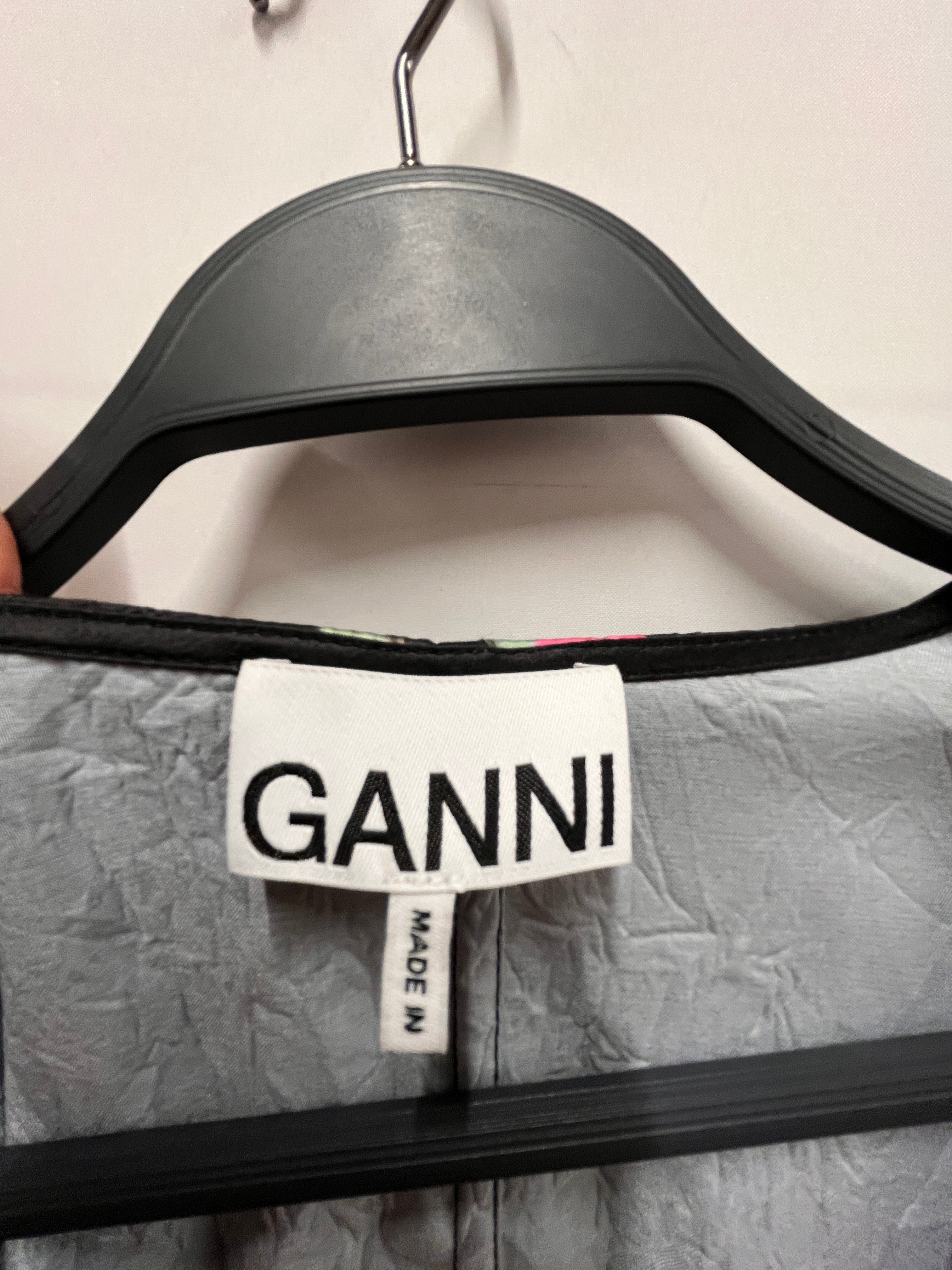 GANNI/LS Dress/M/Floral Pattern/Polyester/BLK/ view 3