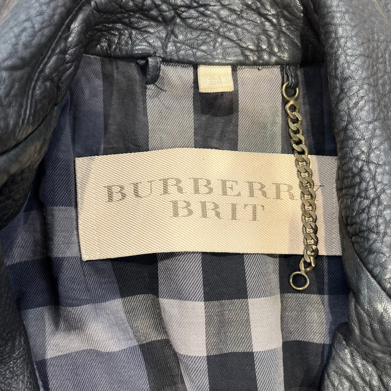 BURBERRY BRIT/Leather Jkt/4/Leather/BLK/3888812 VINTAGE BIKER JKT