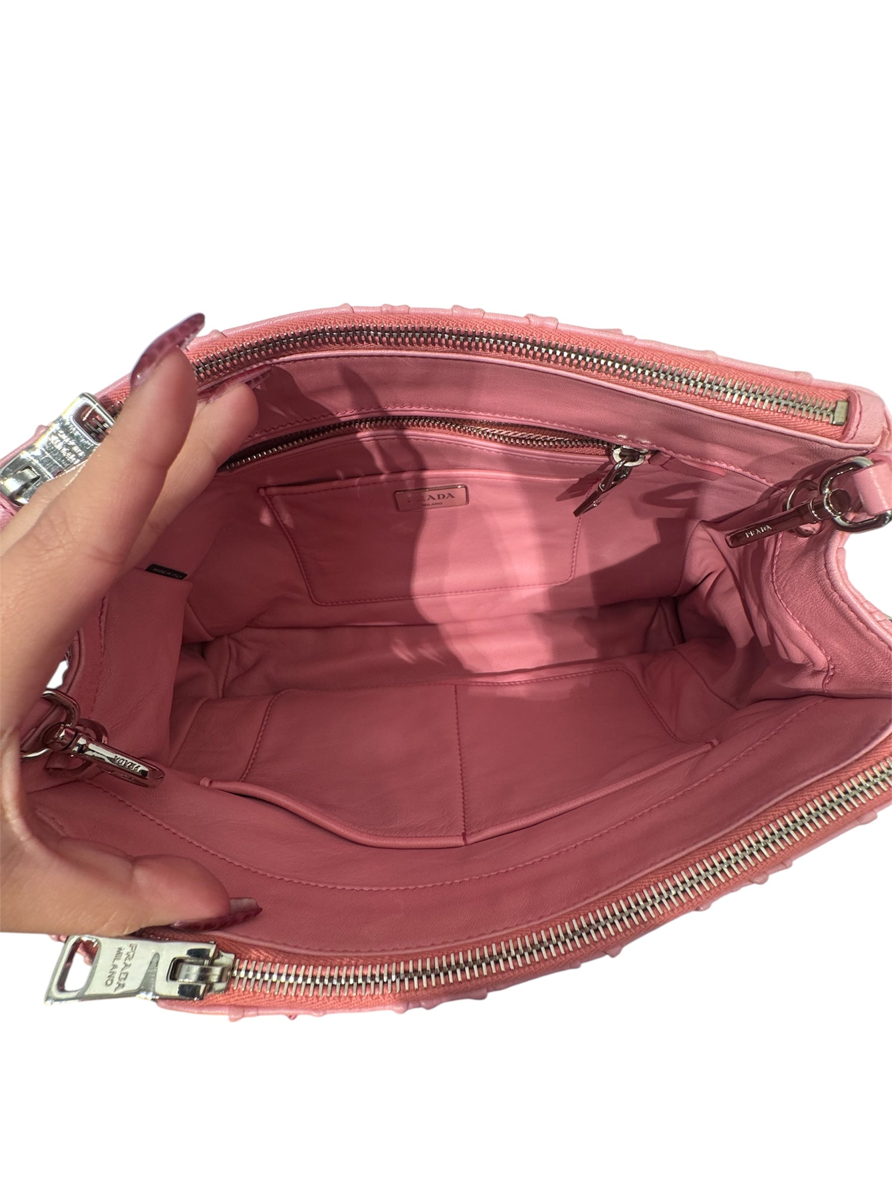PRADA/Bag/Leather/PNK/Nappa Gaufre Ruched view 4