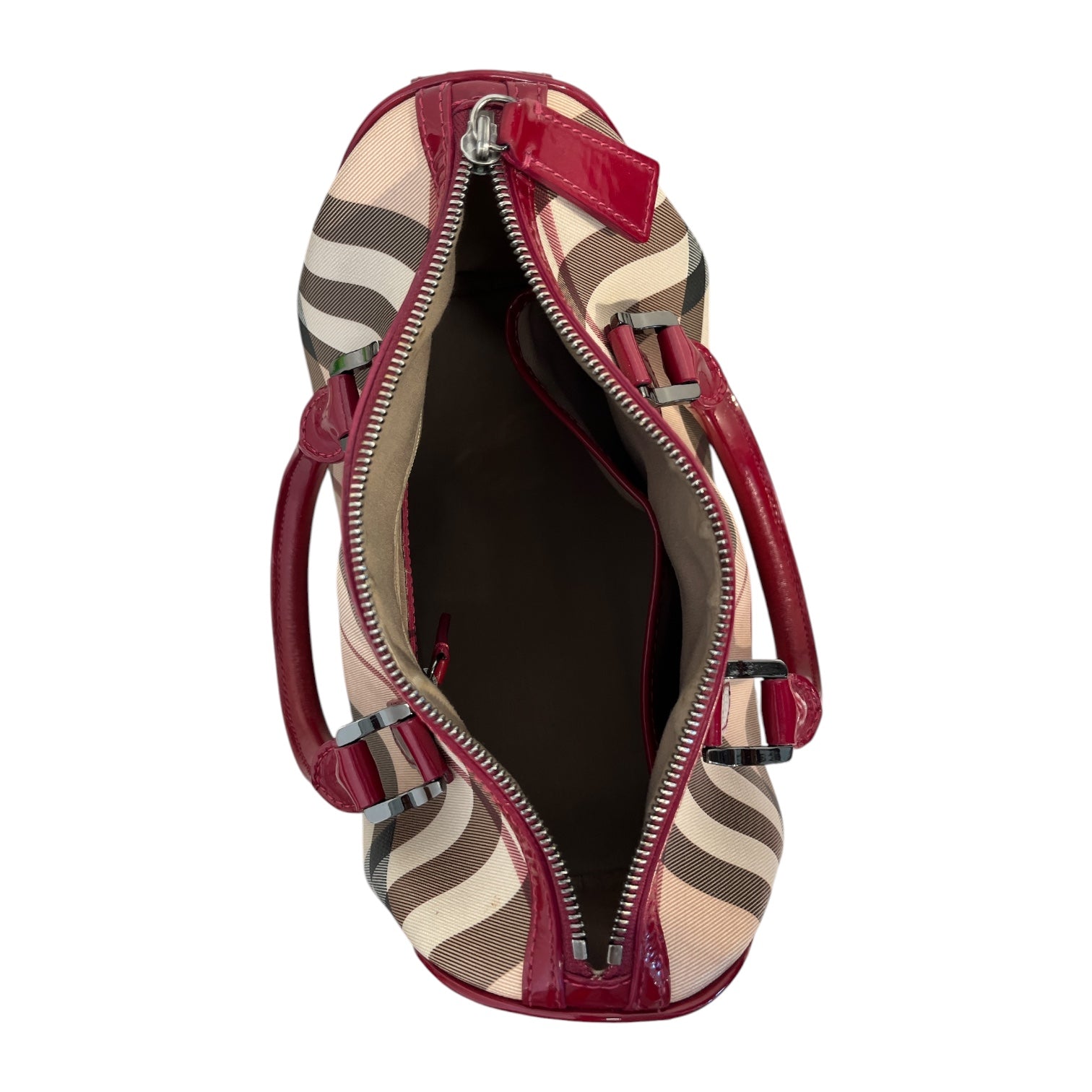 BURBERRY/Boston Bag/Plaid/Leather/RED/red border view 5
