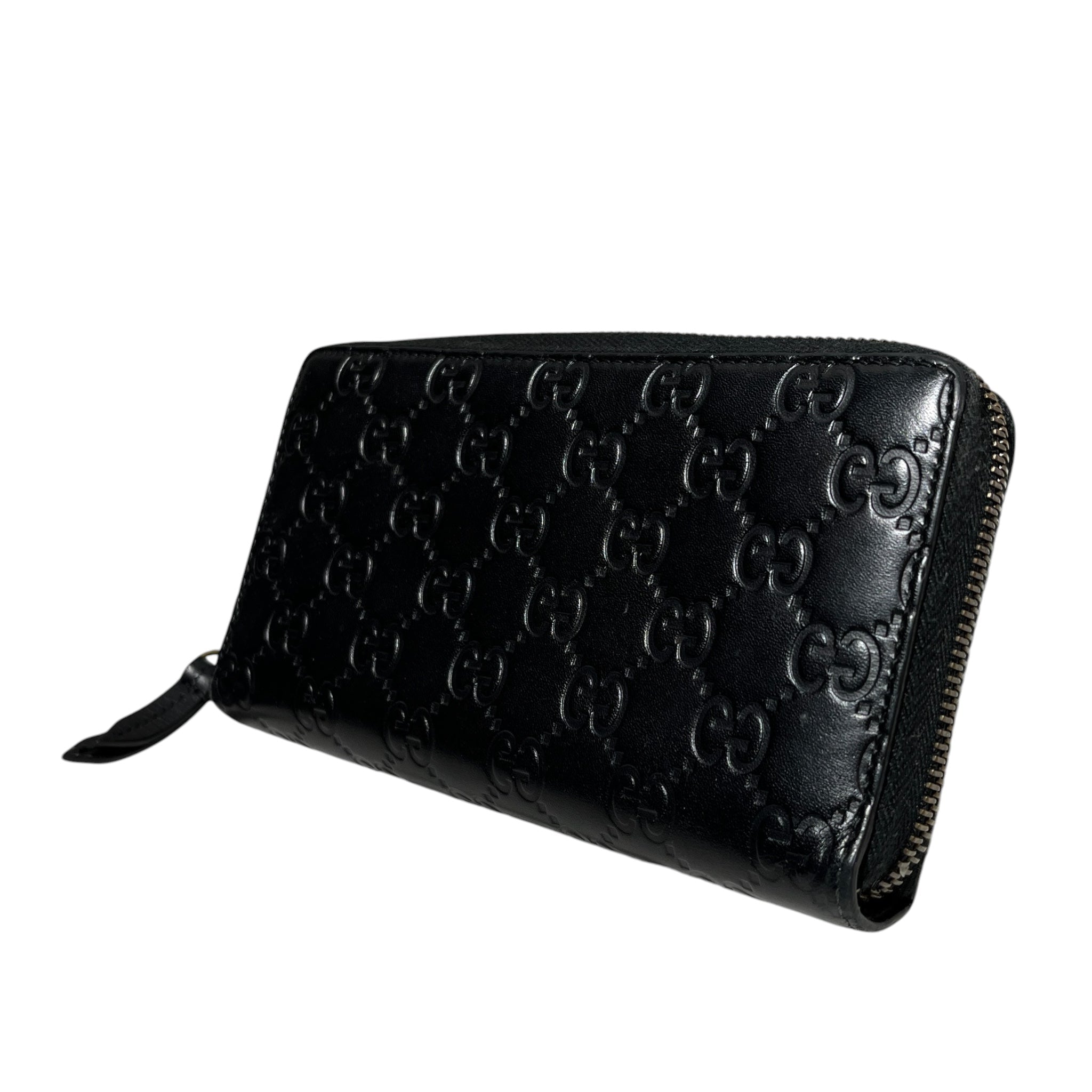 GUCCI/Trifold Wallet/Monogram/Leather/BLK/Gold Cat Hardwear view 2