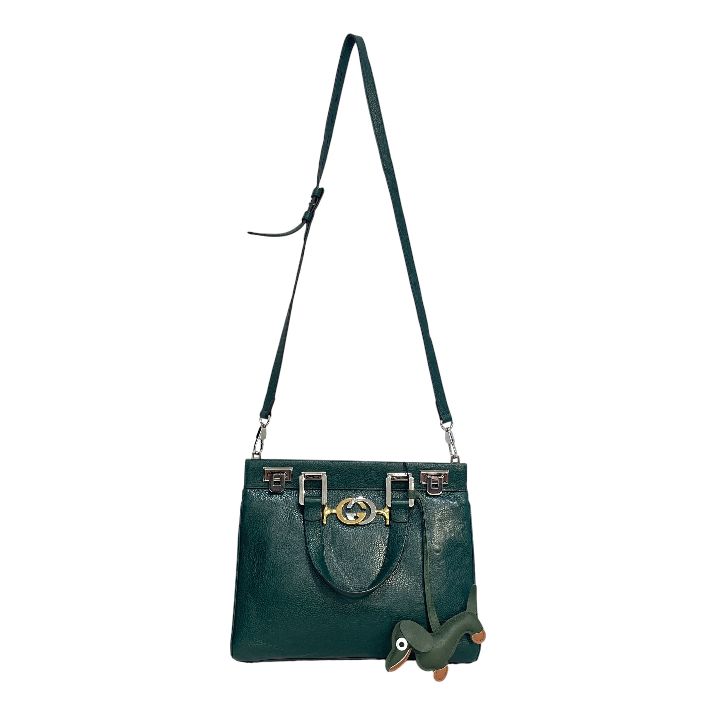 GUCCI/Cross Body Bag/Leather/GRN/Horsebit Zumi Top view 1