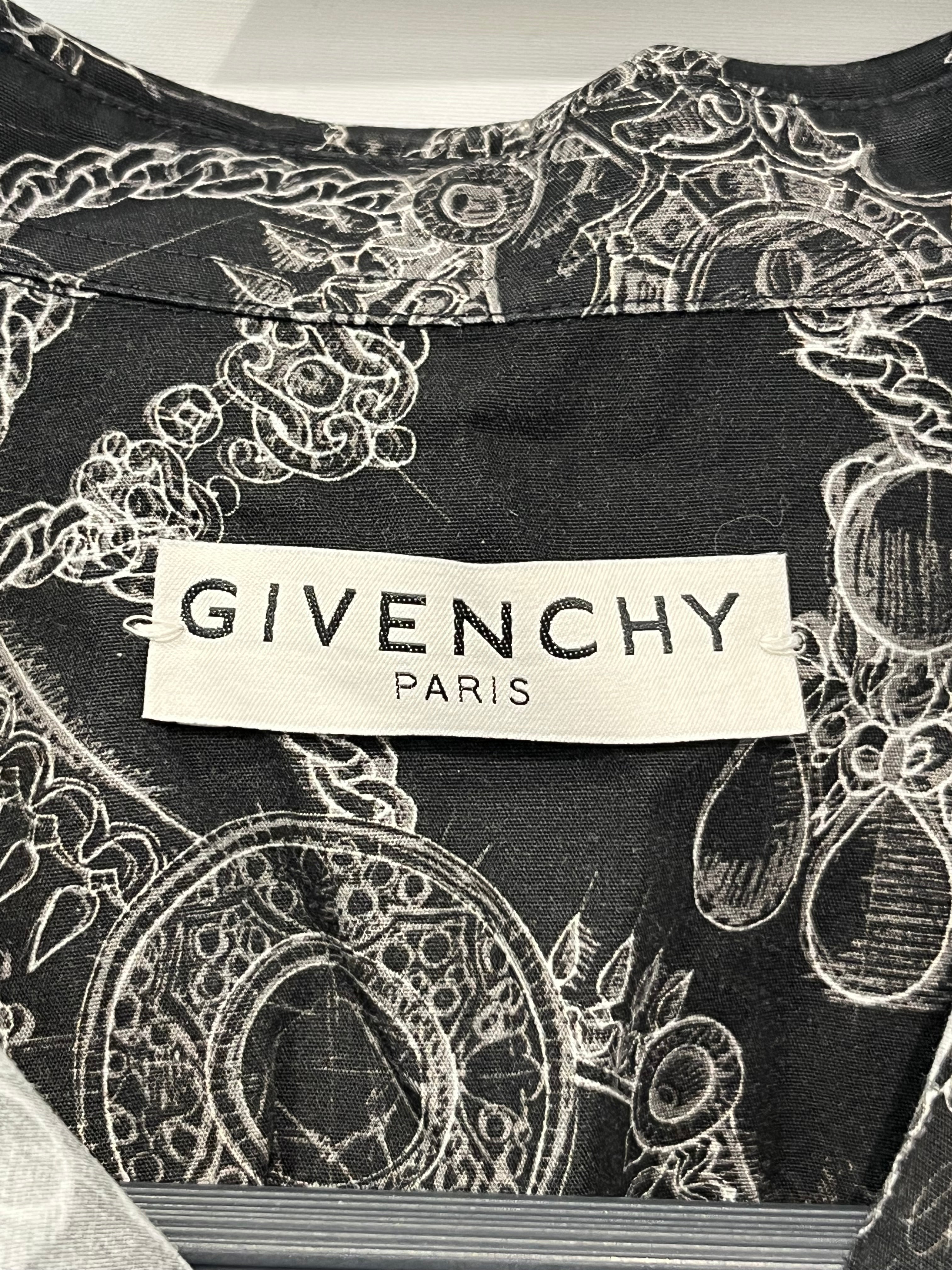 GIVENCHY/SS Shirt/40/Cotton/BLK/Band Collar/All Over Print/BM60KX white jewelry button up view 3