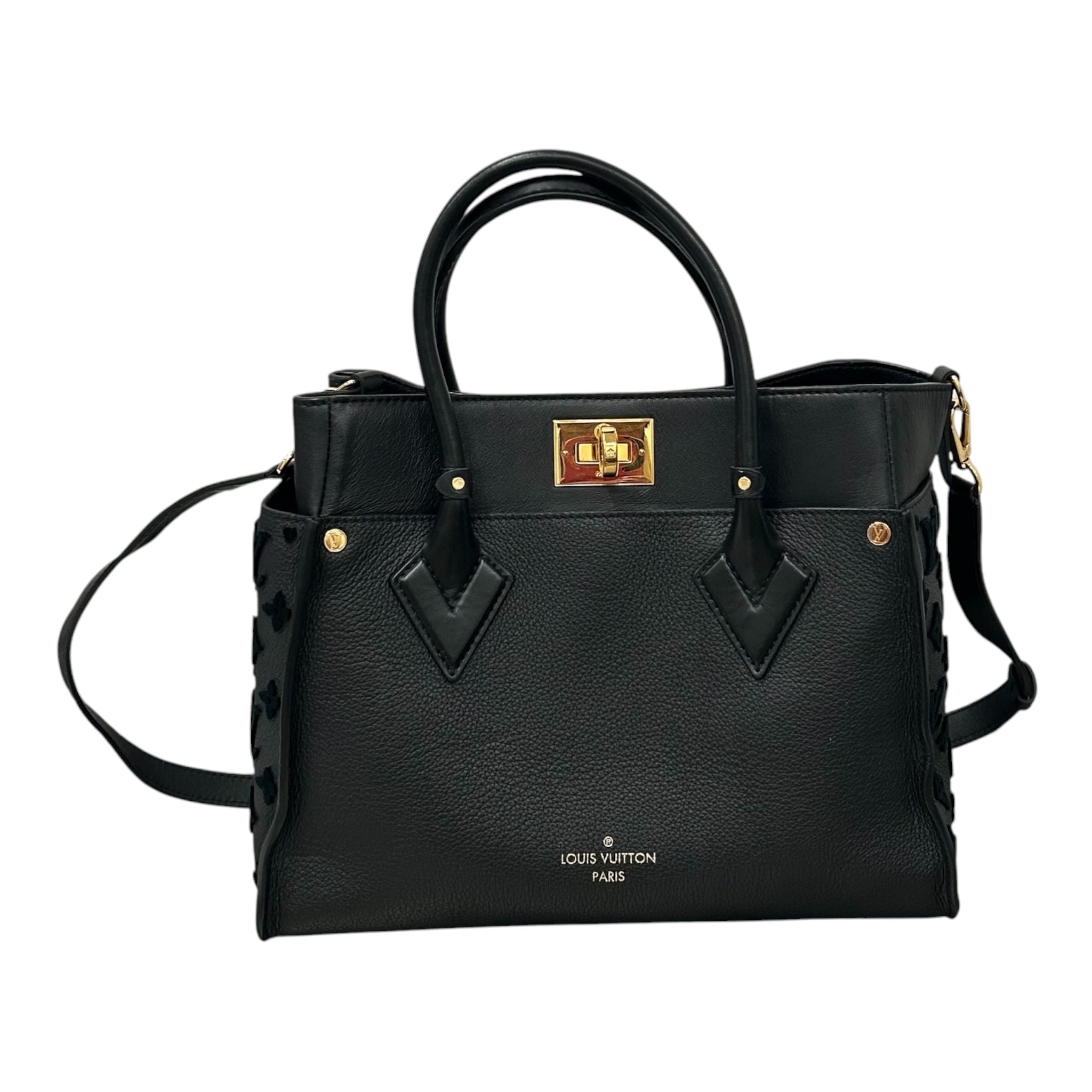 LOUIS VUITTON/Bag/Monogram/Leather/BLK/On My Side MM Tote view 1