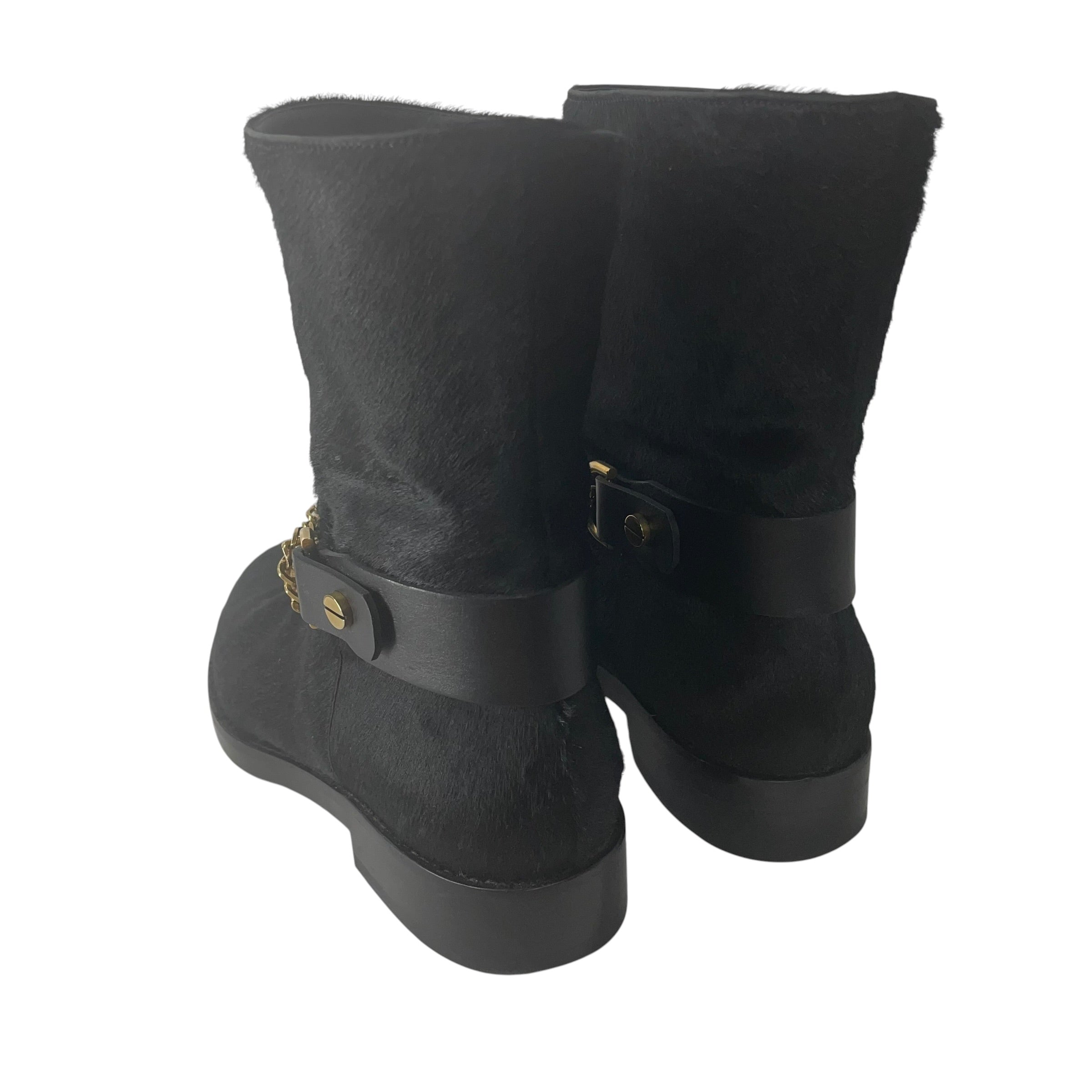 LANVIN/Booties/EU 37/Fur/BLK/GOLD CHAINS view 2