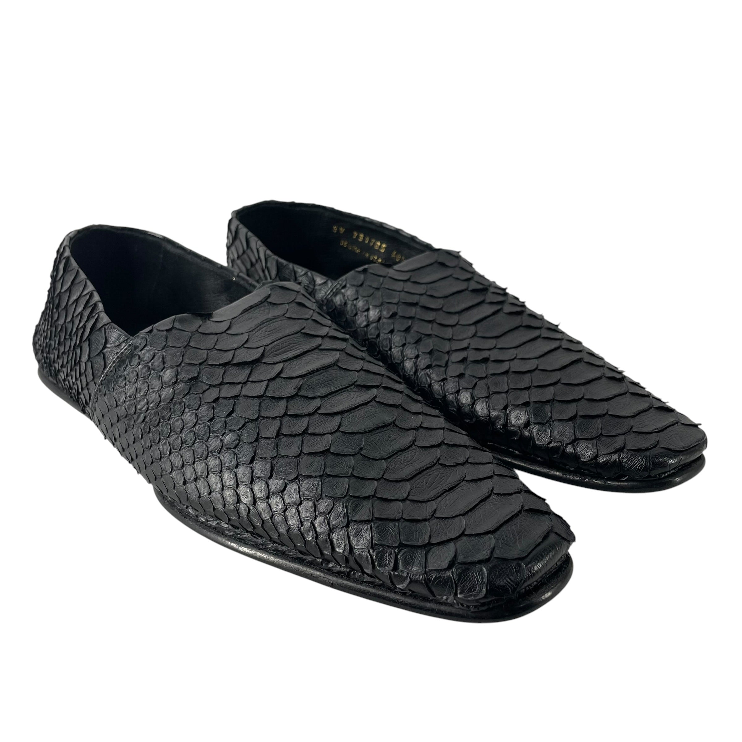 SAINT LAURENT/Flat Shoes/EU 40.5/BLK/SNAKESKIN FLATS view 1
