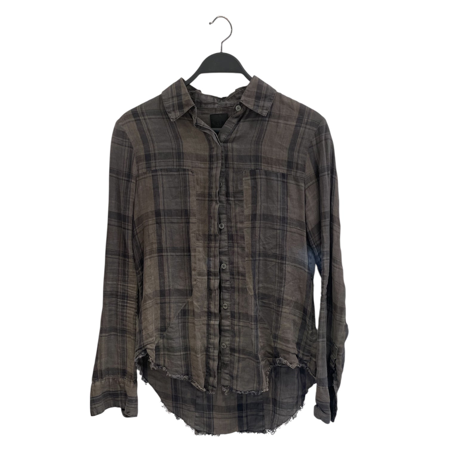 RtA/LS Shirt/S/Cotton/GRY/Plaid/BOTTOM DESTREZZED/RN 140500 view 1