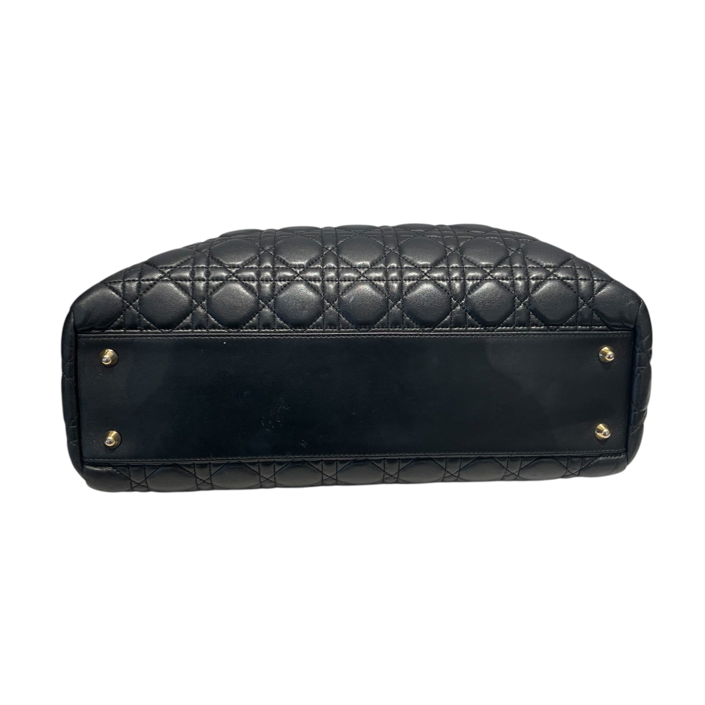 Christian Dior/Tote Bag/Leather/BLK/Soft Shopping view 4