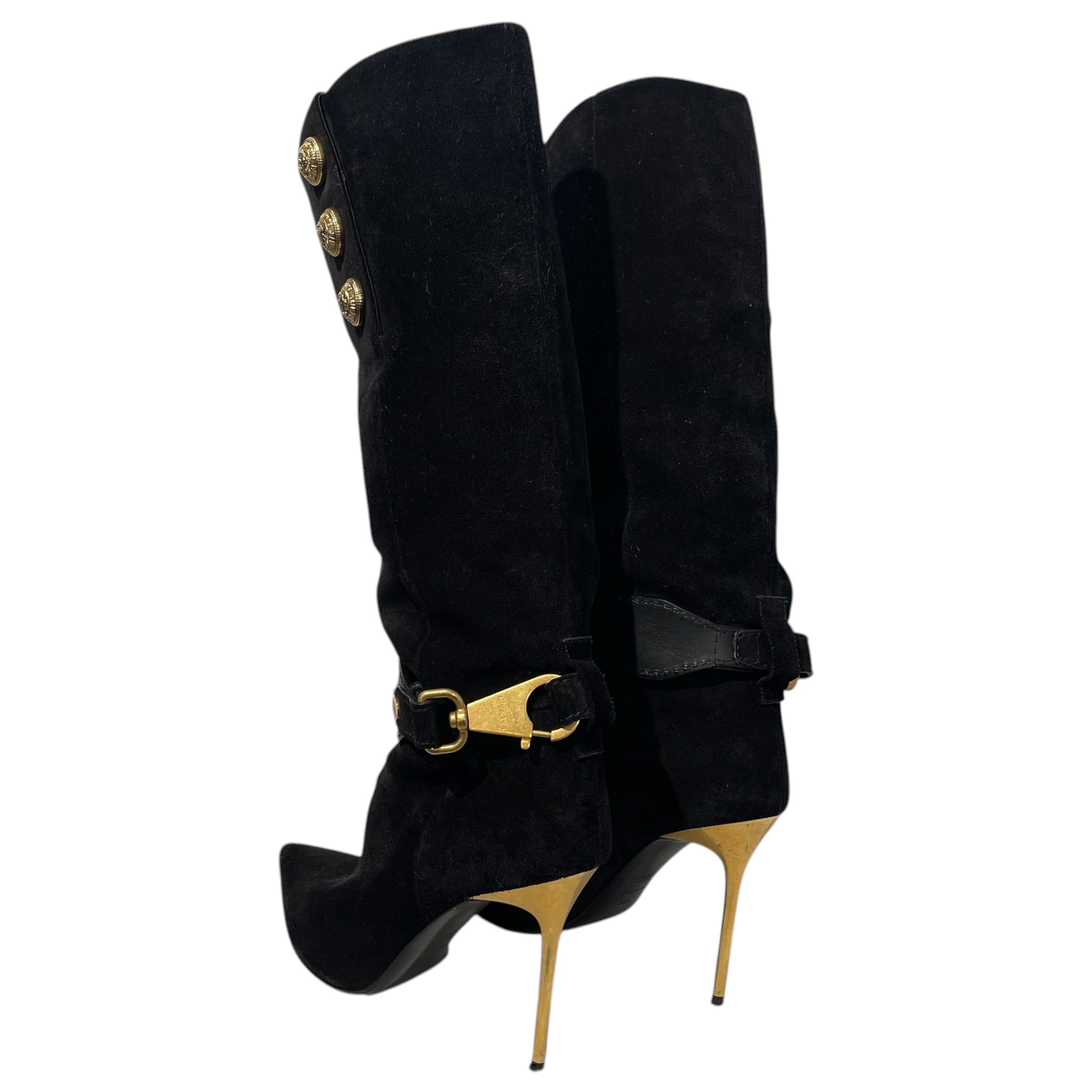 BALMAIN/Heels/EU 38.5/Suede/BLK/ view 2