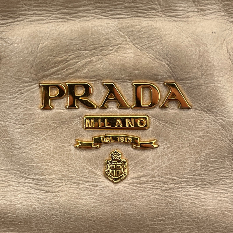PRADA/Hand Bag/Leather/BEG/STRAP