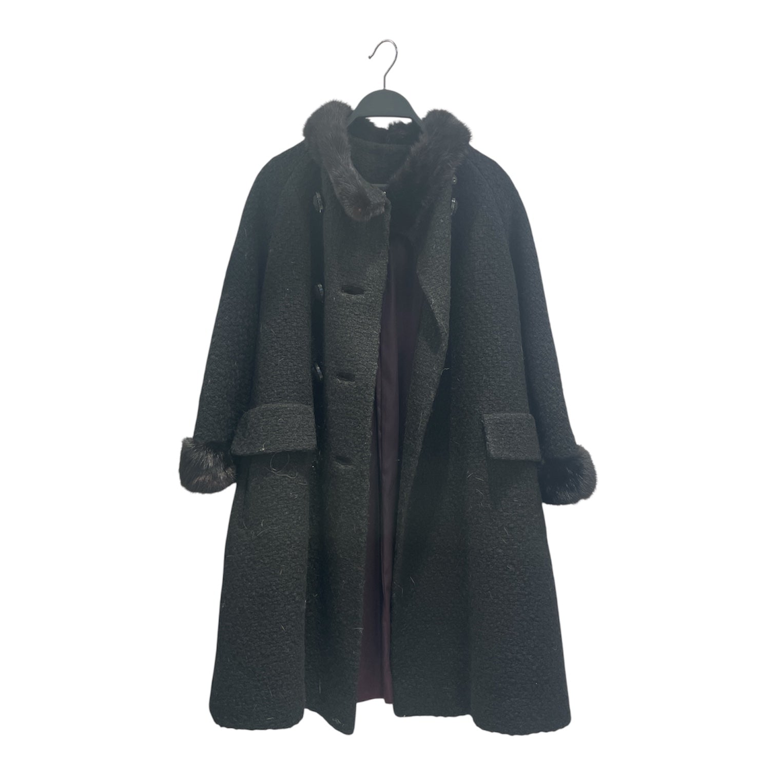 VINTAGE/Coat/Fur/BLK/MINK FUR COLLAR view 1