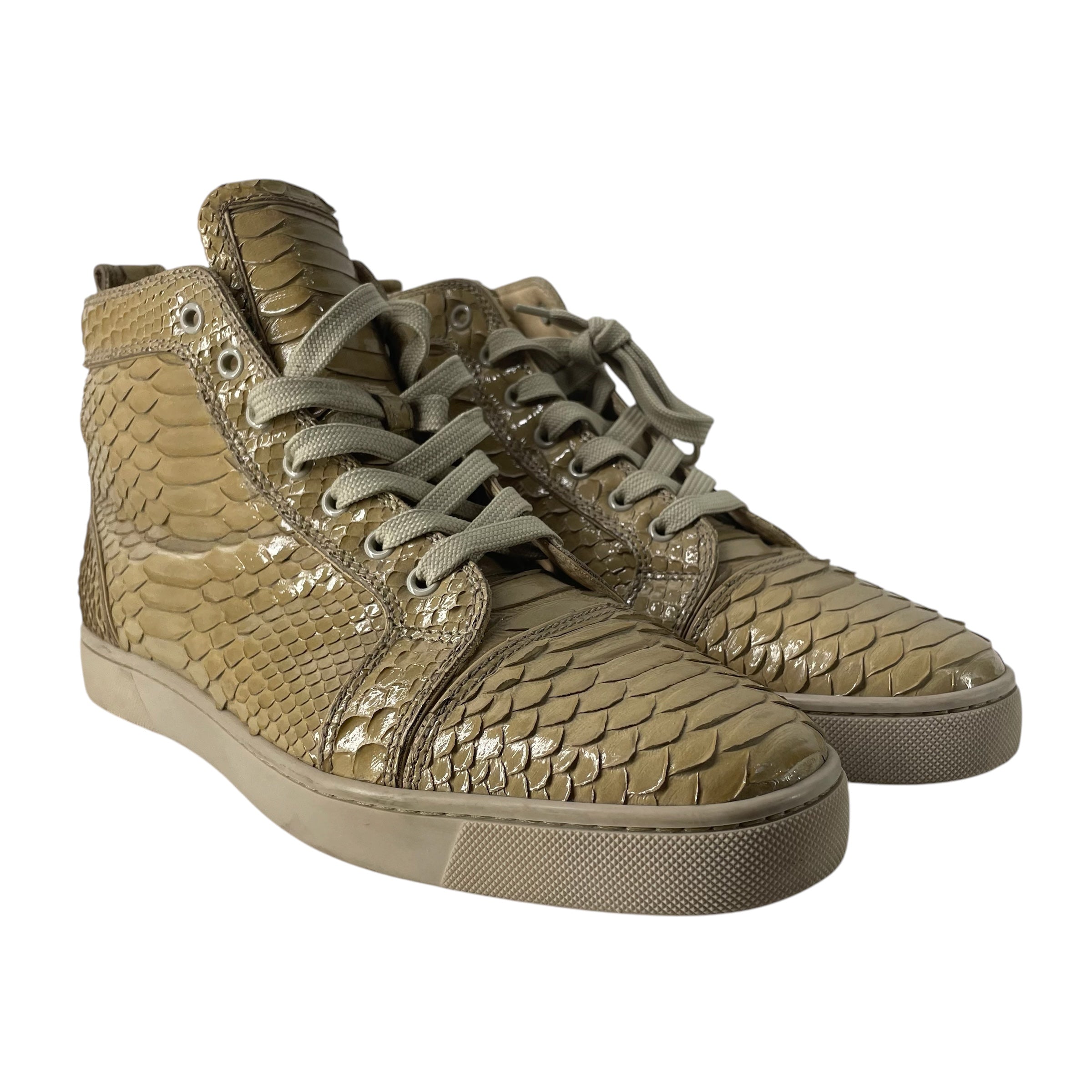 Christian Louboutin/Hi-Sneakers/EU 44/Animal Pattern/Leather/KHK/PYTHON RED BOTTOMS view 1