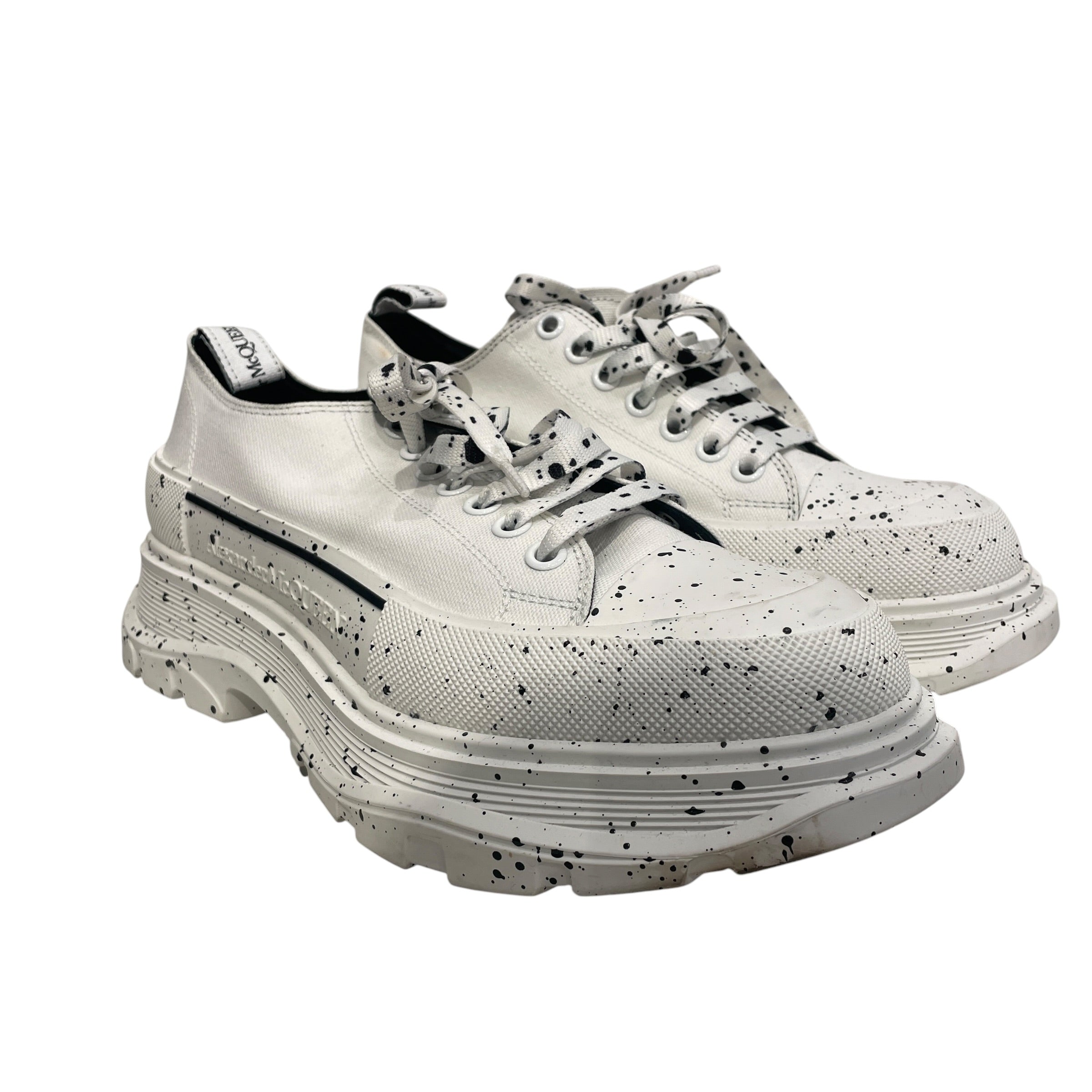 Alexander McQueen/Low-Sneakers/EU 42/Cotton/WHT/BLACK SPLATTER PAINT view 1