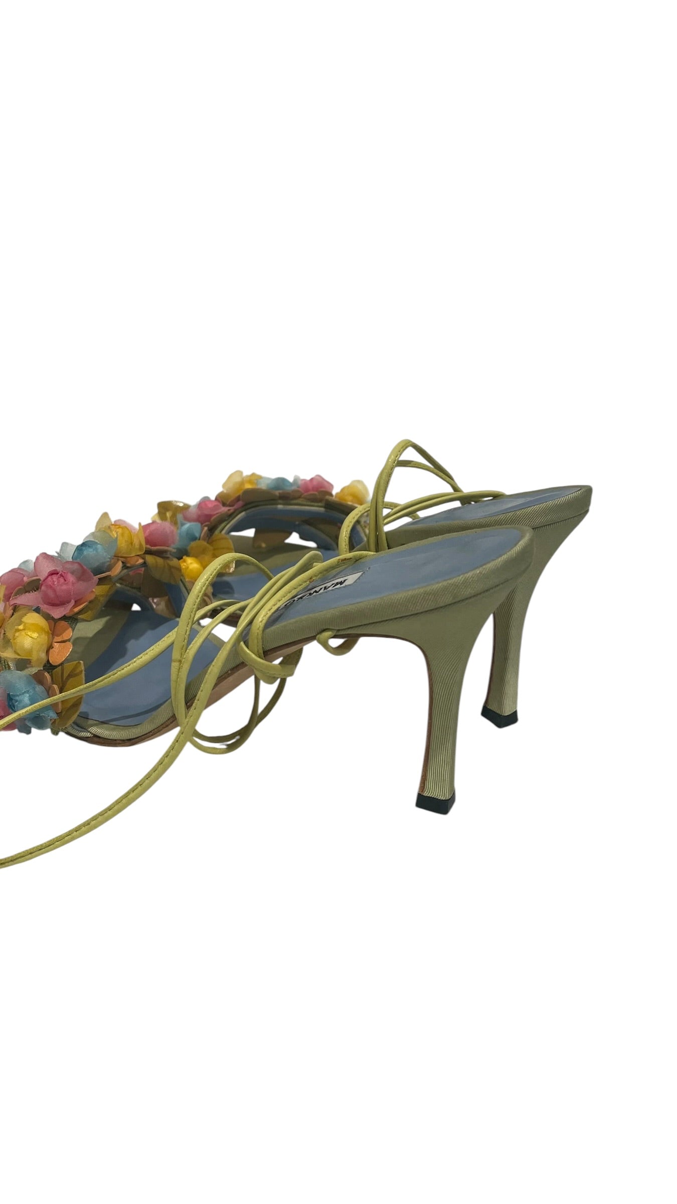 MANOLO BLAHNIK/Heels/EU 37/Nylon/GRN/Floral Lace Up Sandal view 2