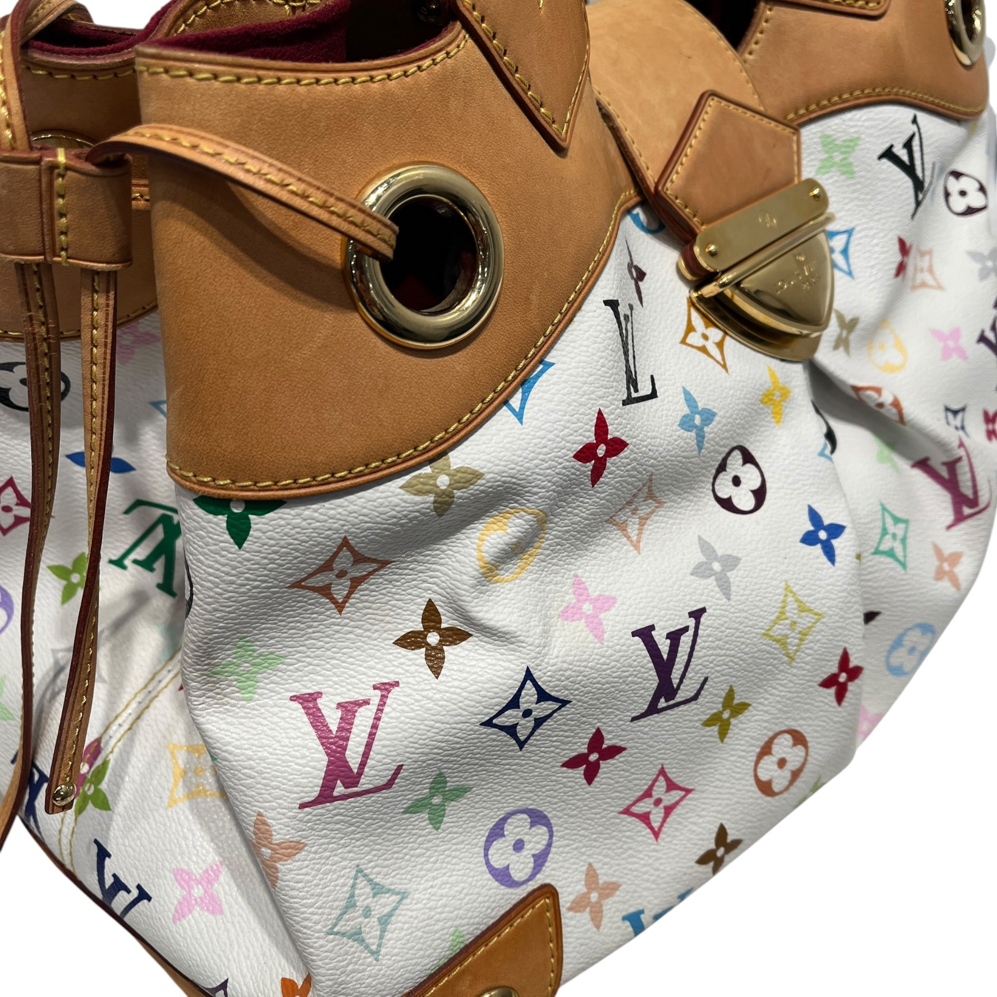 LOUIS VUITTON/Hand Bag/Leather/WHT/Multicolore Ursula/Gold detail view 6