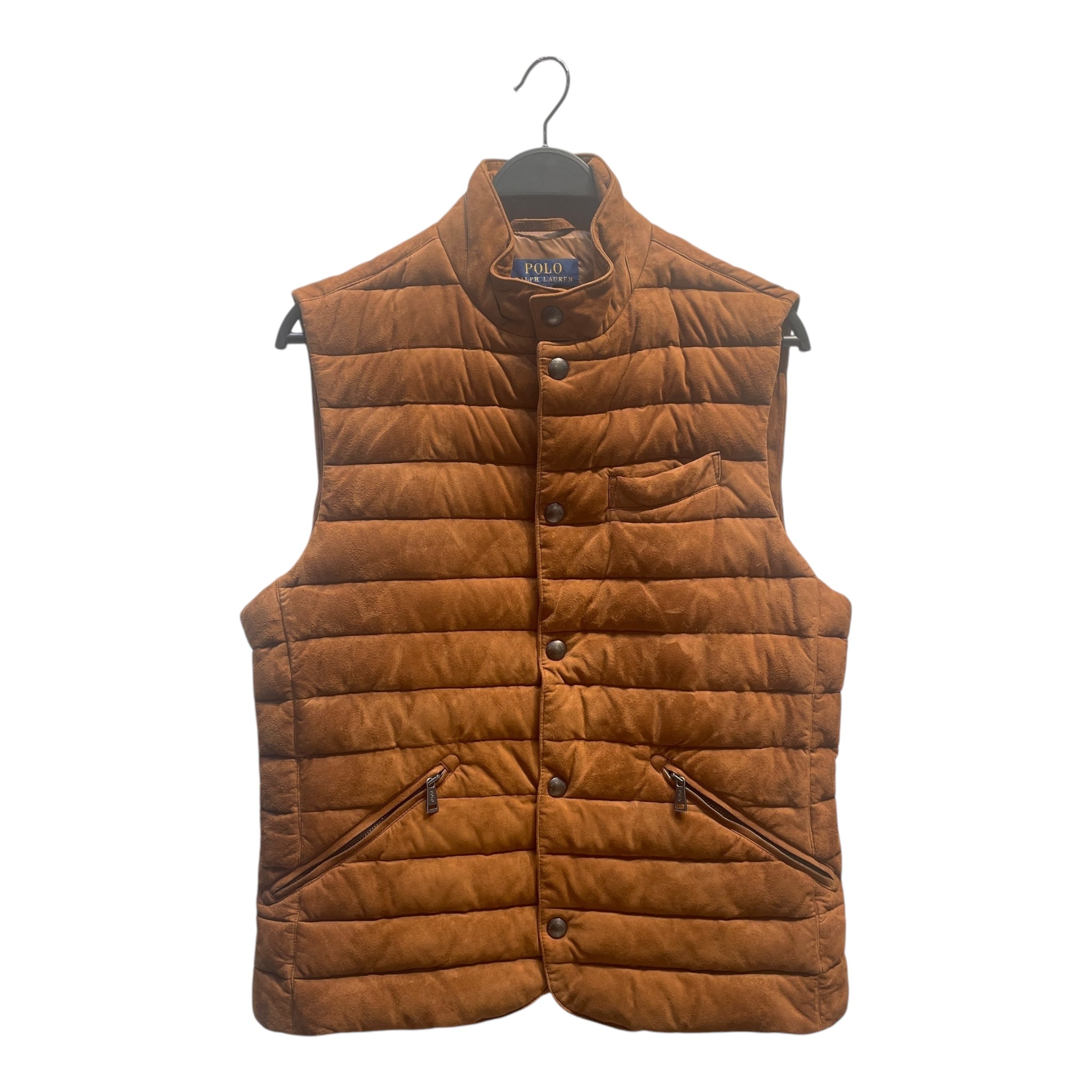 POLO RALPH LAUREN/Puffer Vest/M/Suede/BRW/ view 1