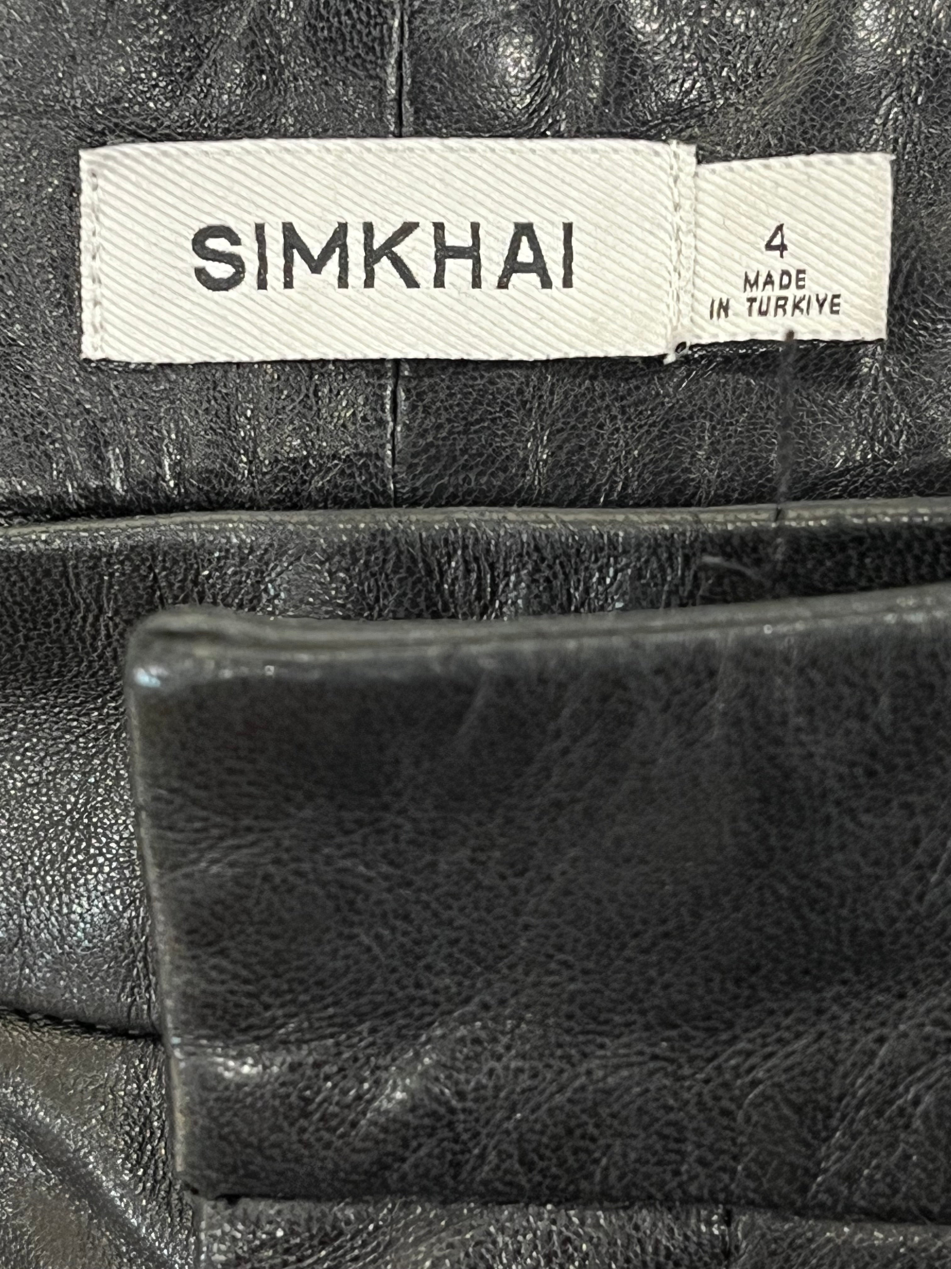 JONATHAN SIMKHAI/Wide Leg Pants/4/Leather/BLK/KOBIE WIDE LEG LEATHER PANTS view 3