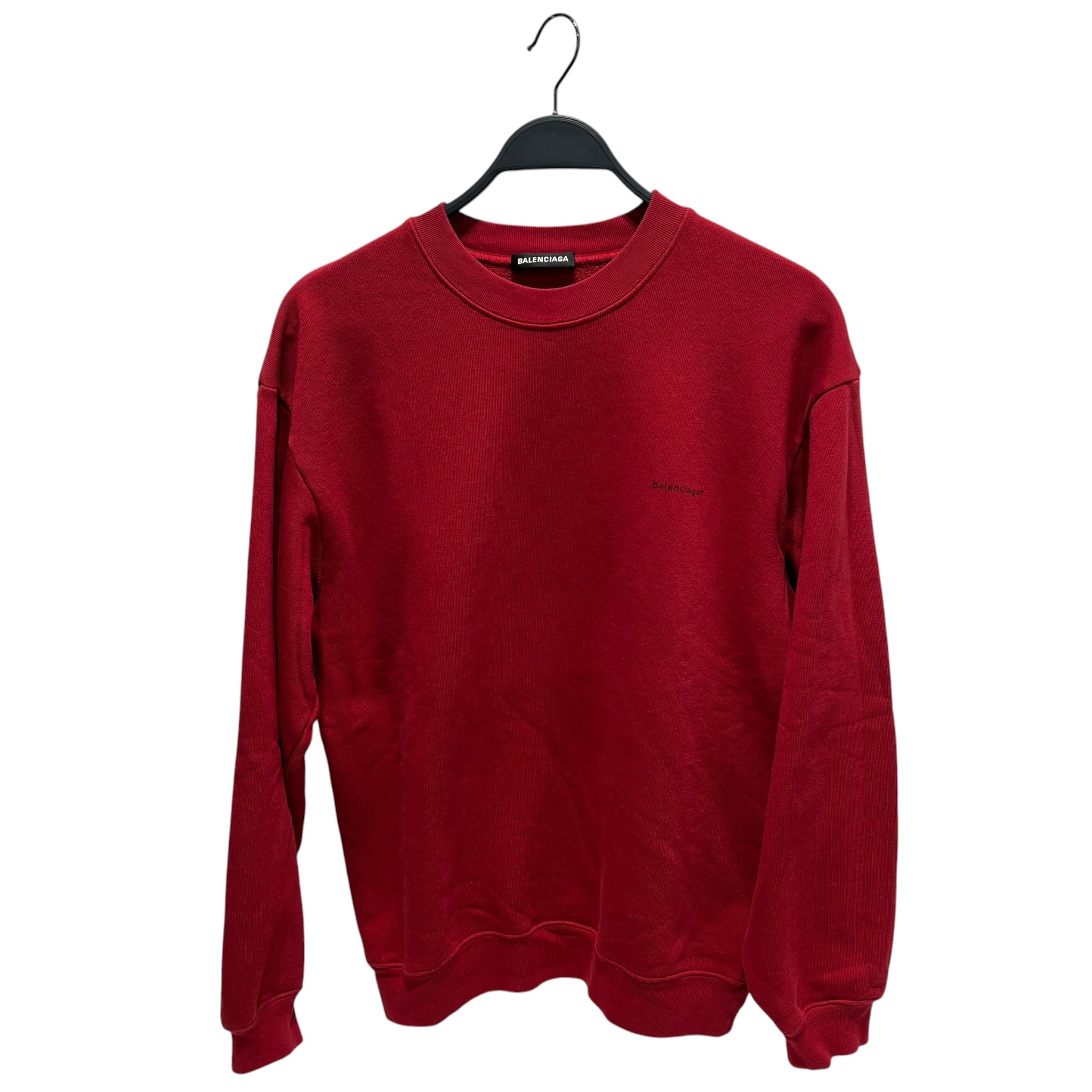 BALENCIAGA/Sweatshirt/S/Cotton/RED/mini logo crewneck view 1