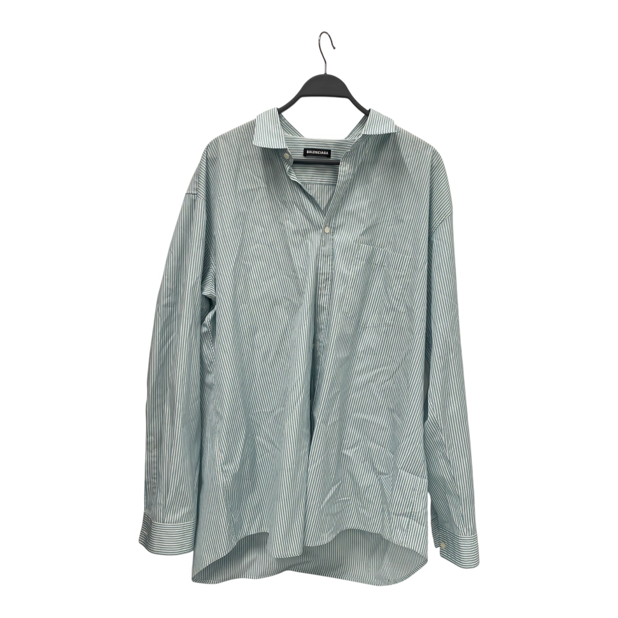 BALENCIAGA/LS Shirt/Cotton/GRN/Stripe/Balenciaga on Back view 1