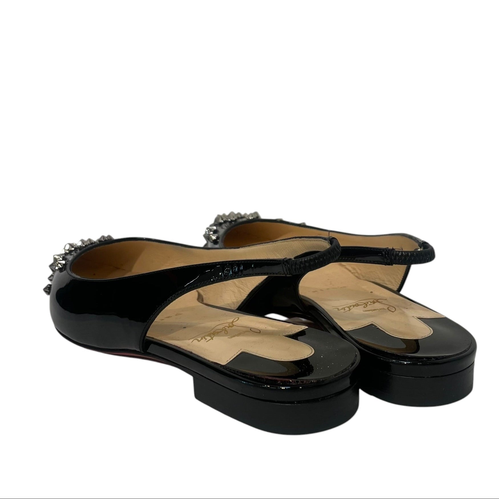 Christian Louboutin/Flat Shoes/EU 39/Leather/BLK/Drama Sling Wth Studs view 2