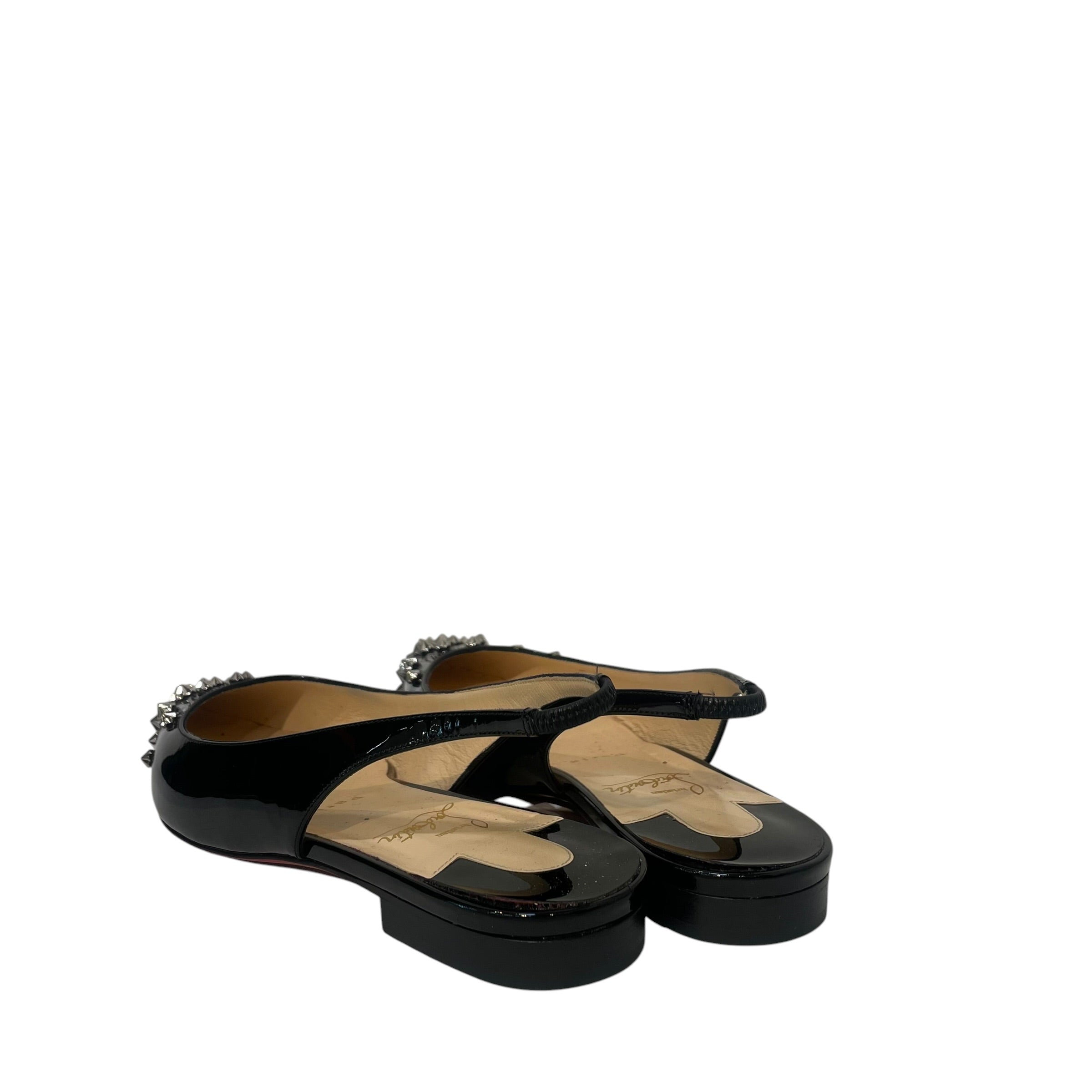 Christian Louboutin/Flat Shoes/EU 39/Leather/BLK/Drama Sling Wth Studs view 2