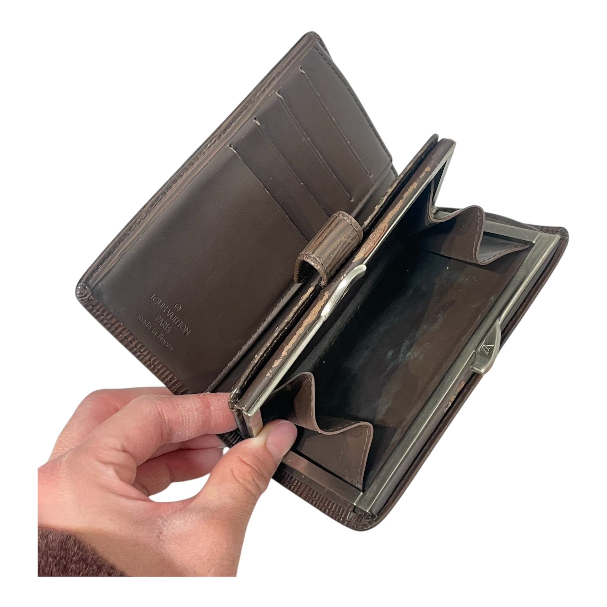 LOUIS VUITTON/Bifold Wallet/Leather/BRW/clasp epileather view 3