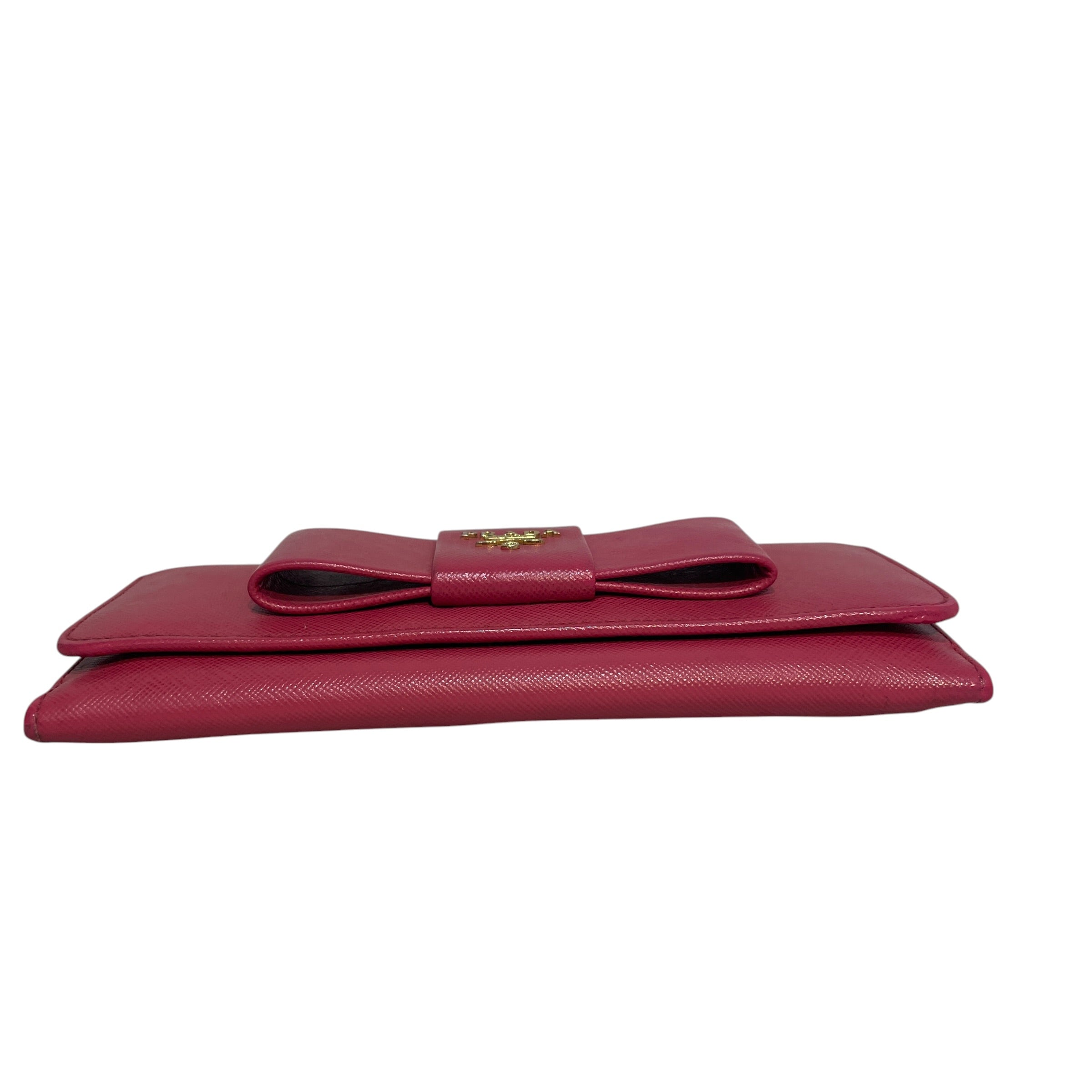 PRADA/Long Wallet/Leather/PNK/Saffiano Bow Wallet view 3