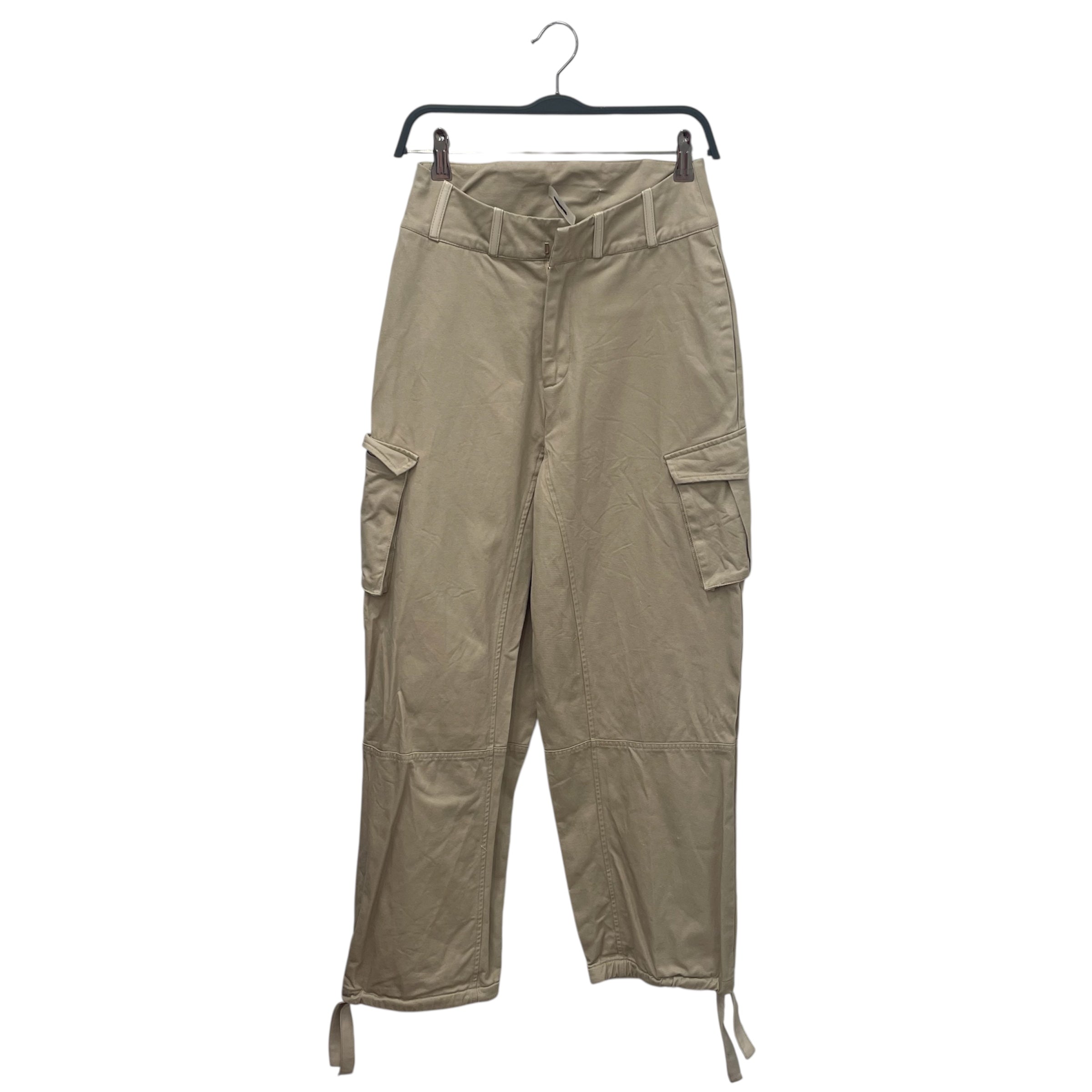 MANIERE DE VOIR/Wide Leg Pants/4/Cotton/KHK/LEATHER BACK POCKET view 1