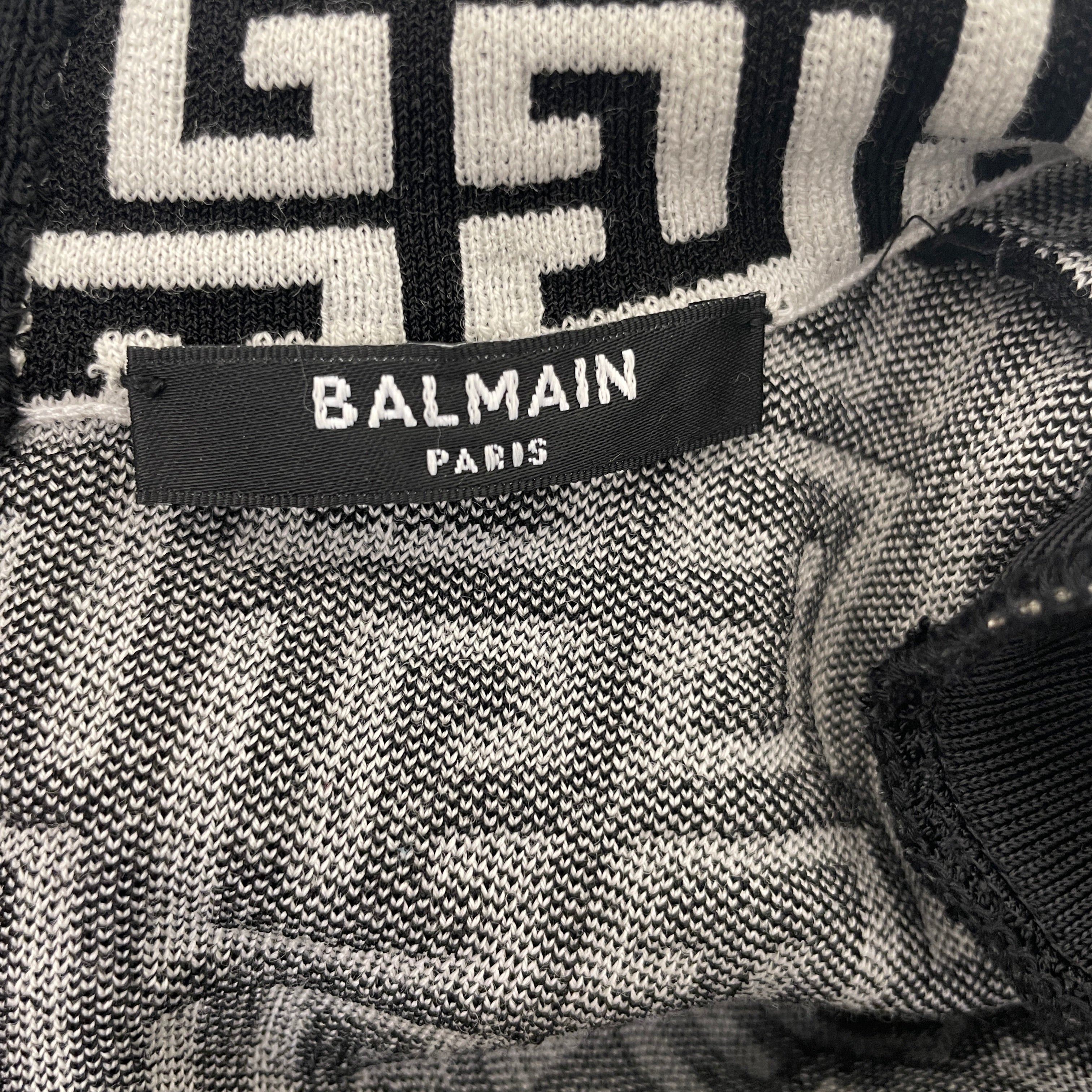 BALMAIN/LS Dress/36/Monogram/Wool/WHT/Mini Length/jacquard konit mini view 3