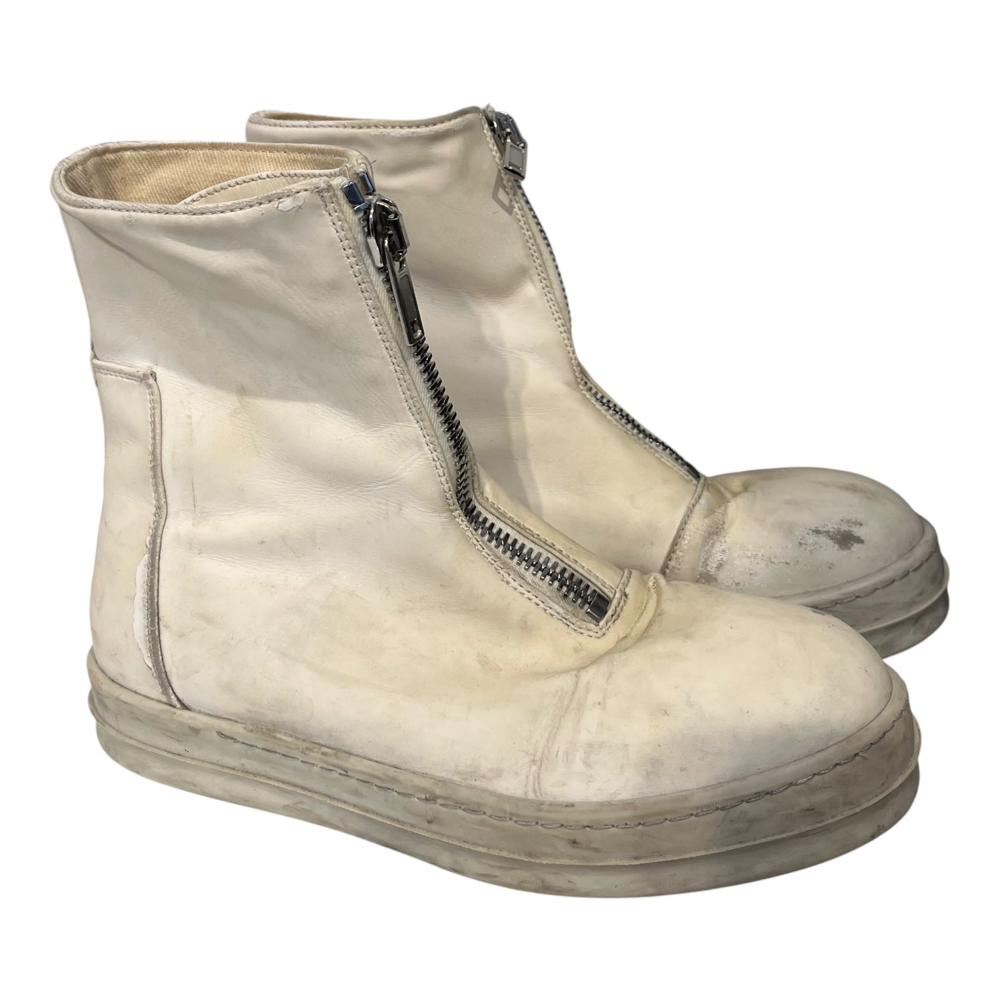 RICK OWENS DRKSHDW/Hi-Sneakers/EU 38.5/Leather/WHT/DRKSHDW RAMONES FRONT ZIP view 1