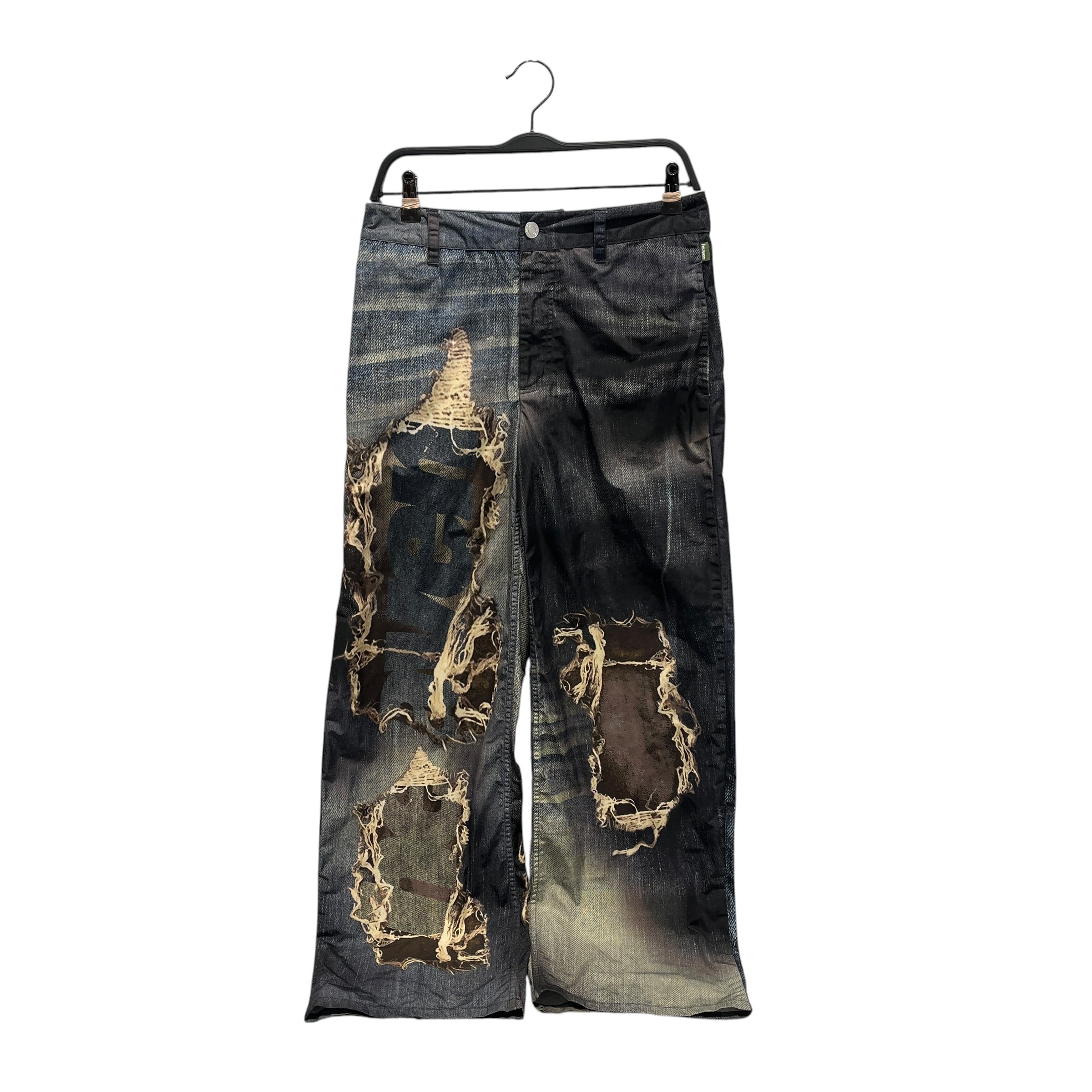 Heaven By Marc Jacobs/Bladee/Straight Pants/S/Graphic/Polyester/BLU/PRINTED DISTRESSD JEAN PANT view 1