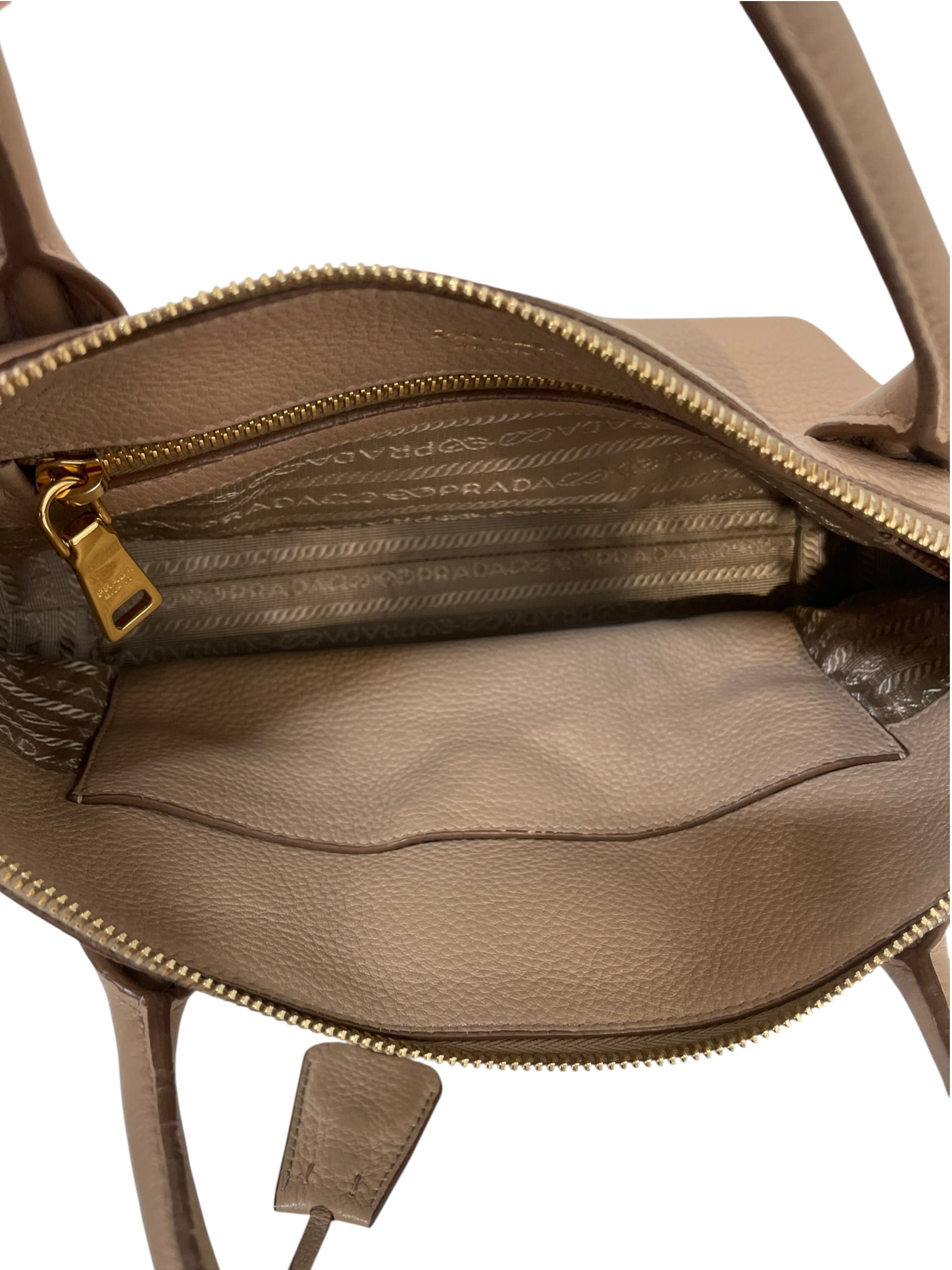 PRADA/Hand Bag/Leather/Beige/vitello daino pebbled view 4