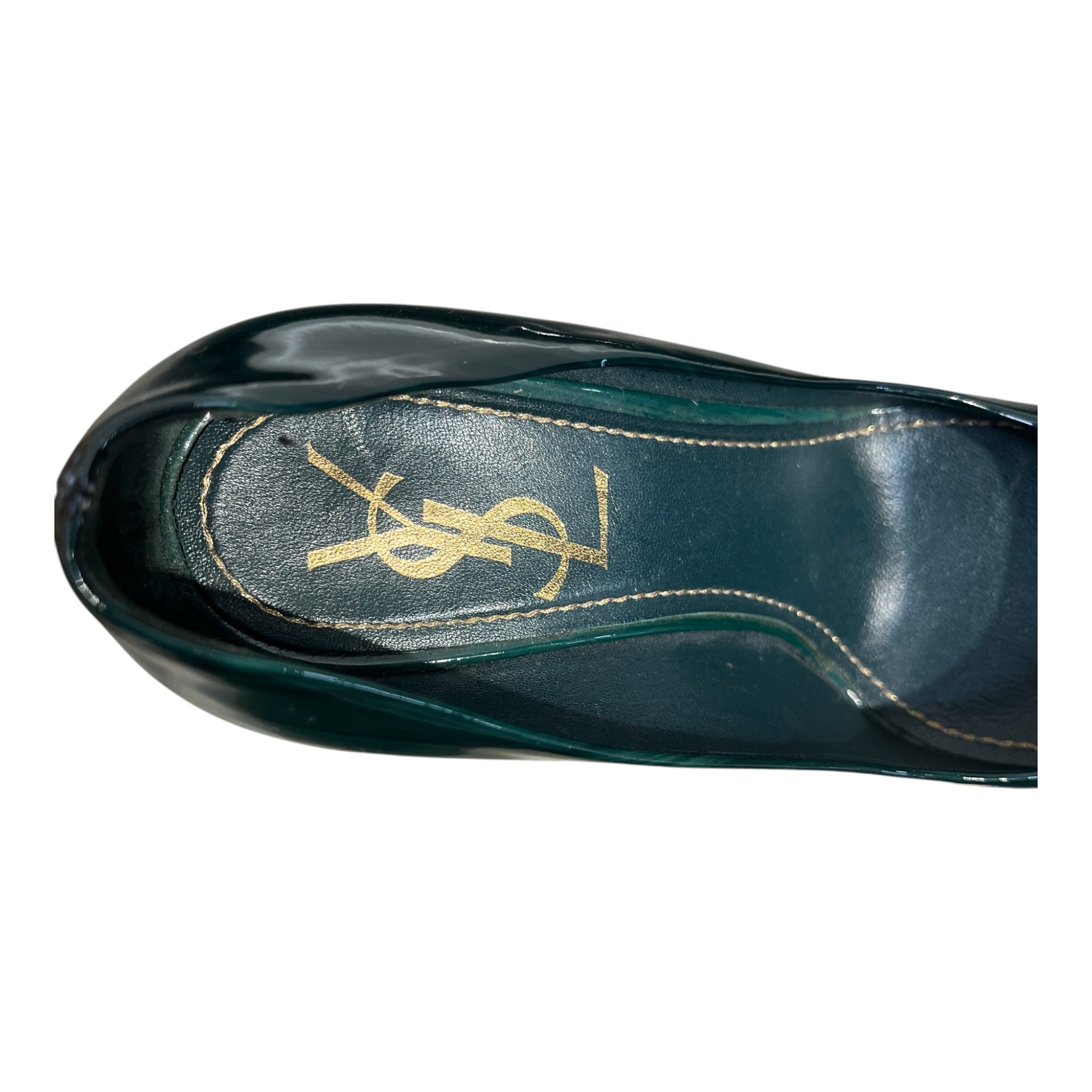 YVES SAINT LAURENT rive gauche/Heels/EU 37/Leather/GRN/WOOD GRAIN-ROUND TOE view 9