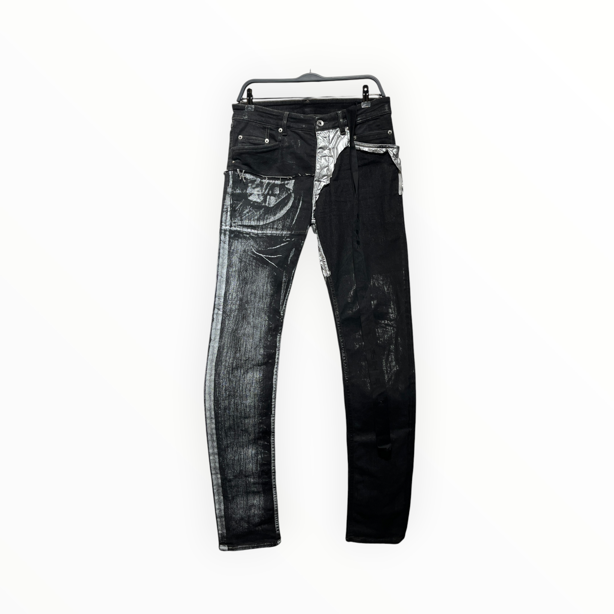 Rick Owens/Skinny Pants/31/Denim/BLK/Waxed/PaintGrphc view 1