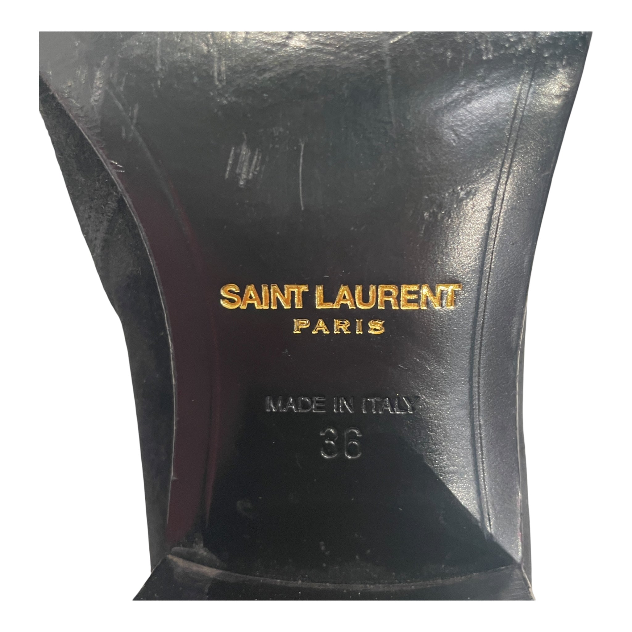 SAINT LAURENT/Ankle Boots/EU 36/Suede/BLK/SINGLE BUCKLE HEEL BOOT view 4