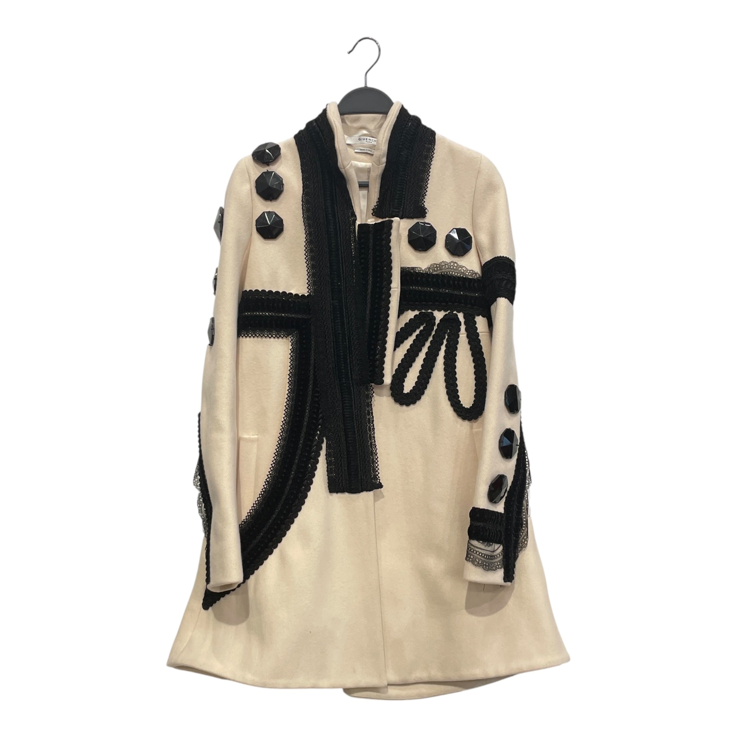 GIVENCHY/Jacket/38/Wool/CRM/BLACK RIBBON&BEAD APPLIQUE view 1