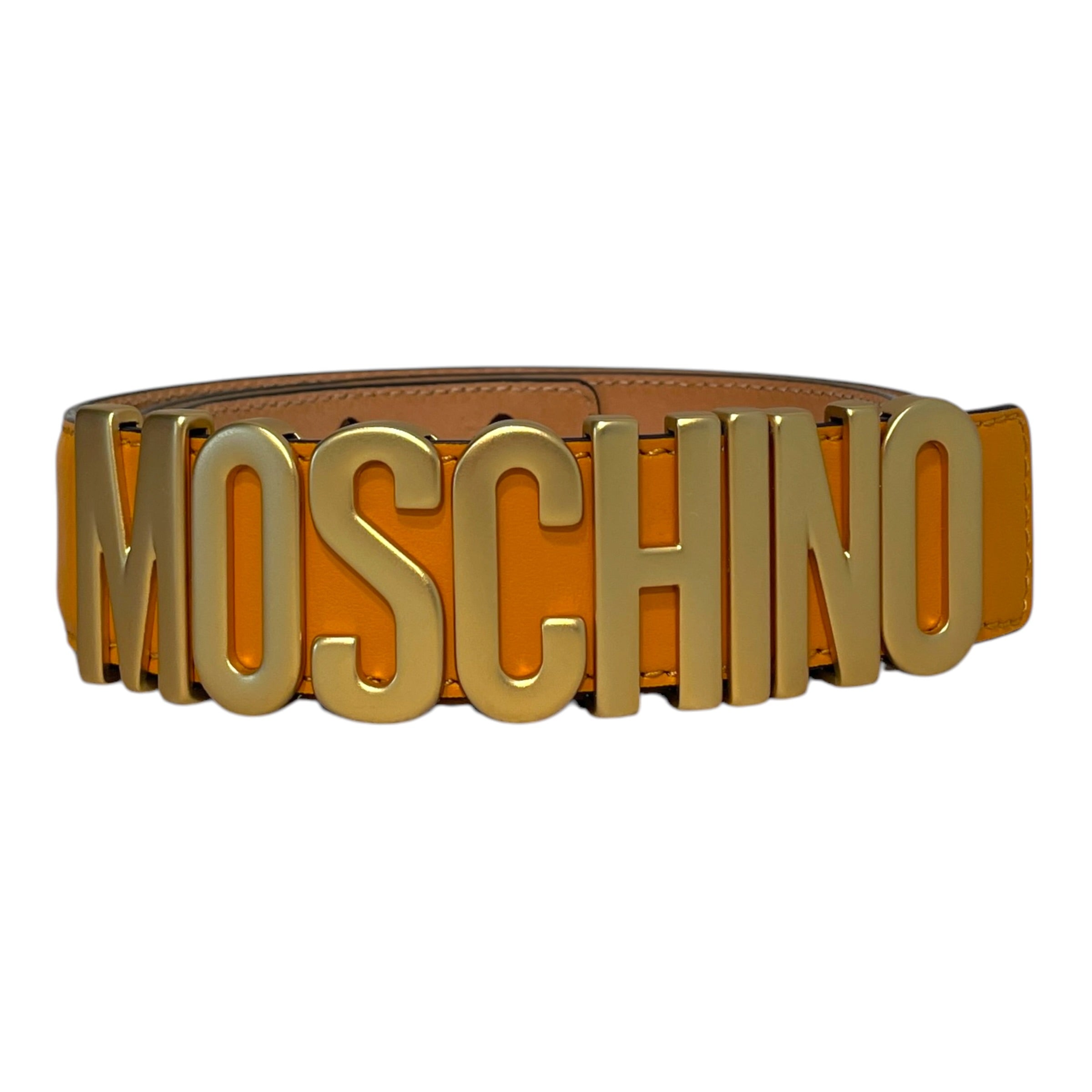 MOSCHINO/Belt/Leather/ORN/Gold Lettering Logo view 1