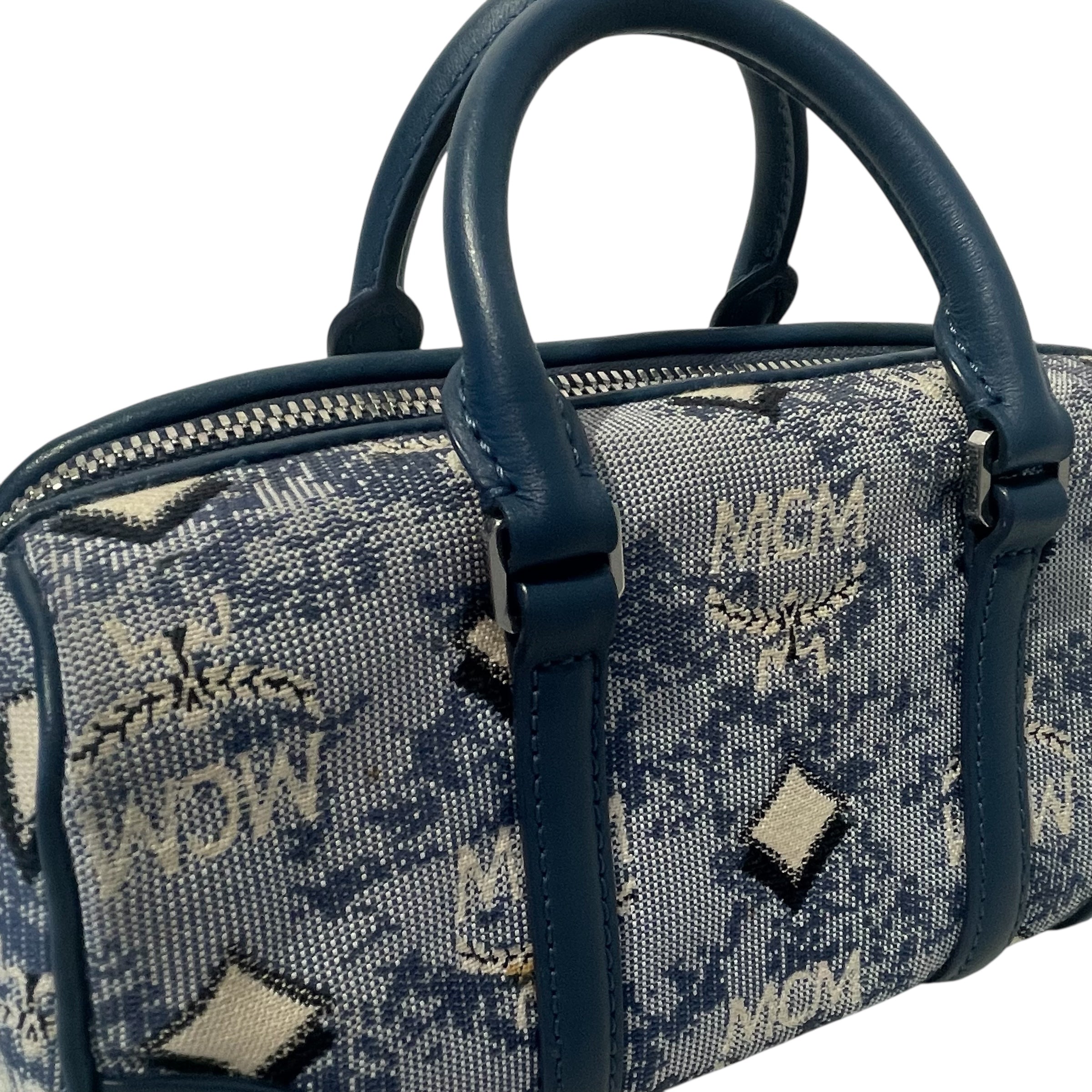 MCM/Cross Body Bag/Monogram/Cotton/BLU/ view 7