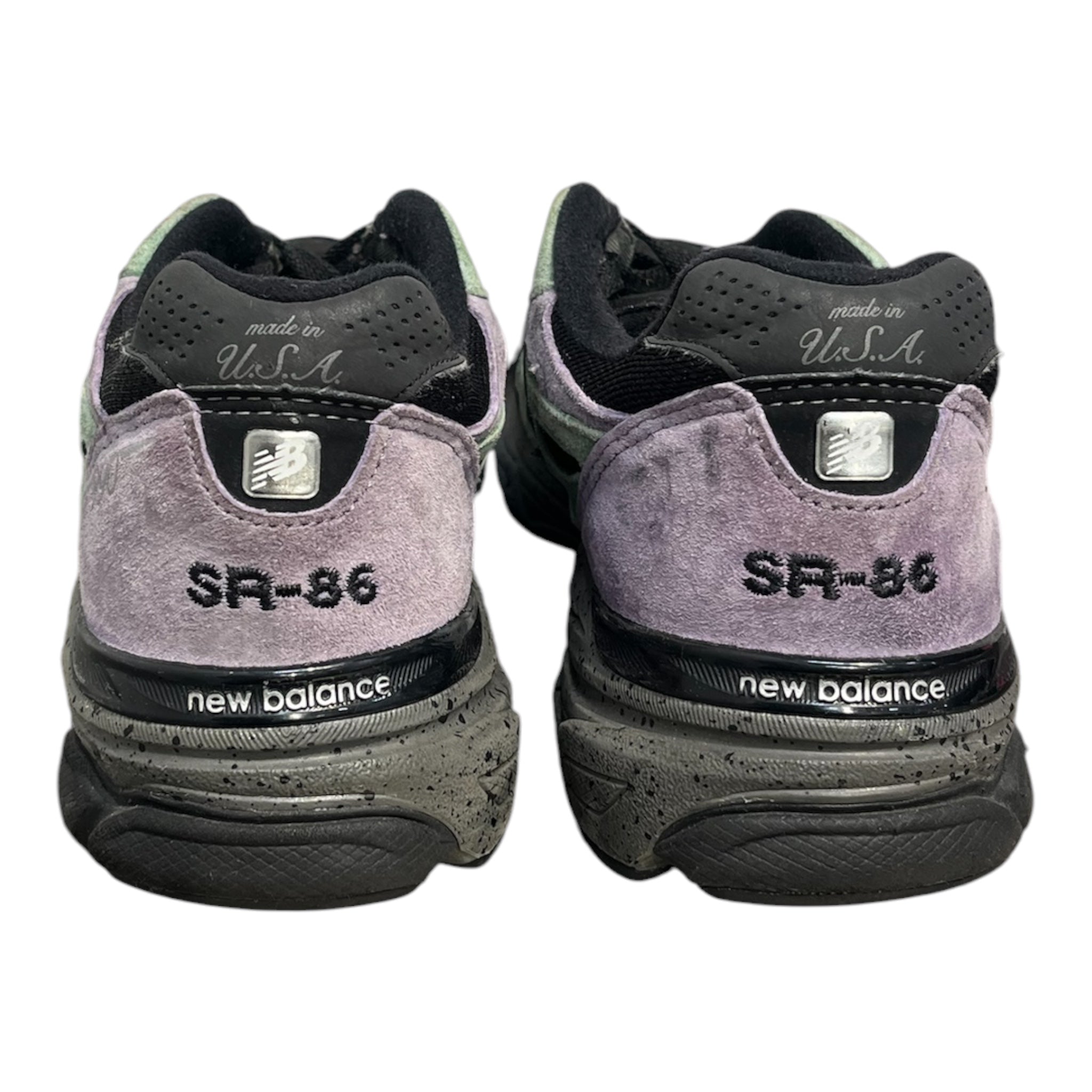 NEW BALANCE/STRAY RATS/Low-Sneakers/US 10.5/Suede/BLK/990V3 THE JOKER GRN/PPL view 3