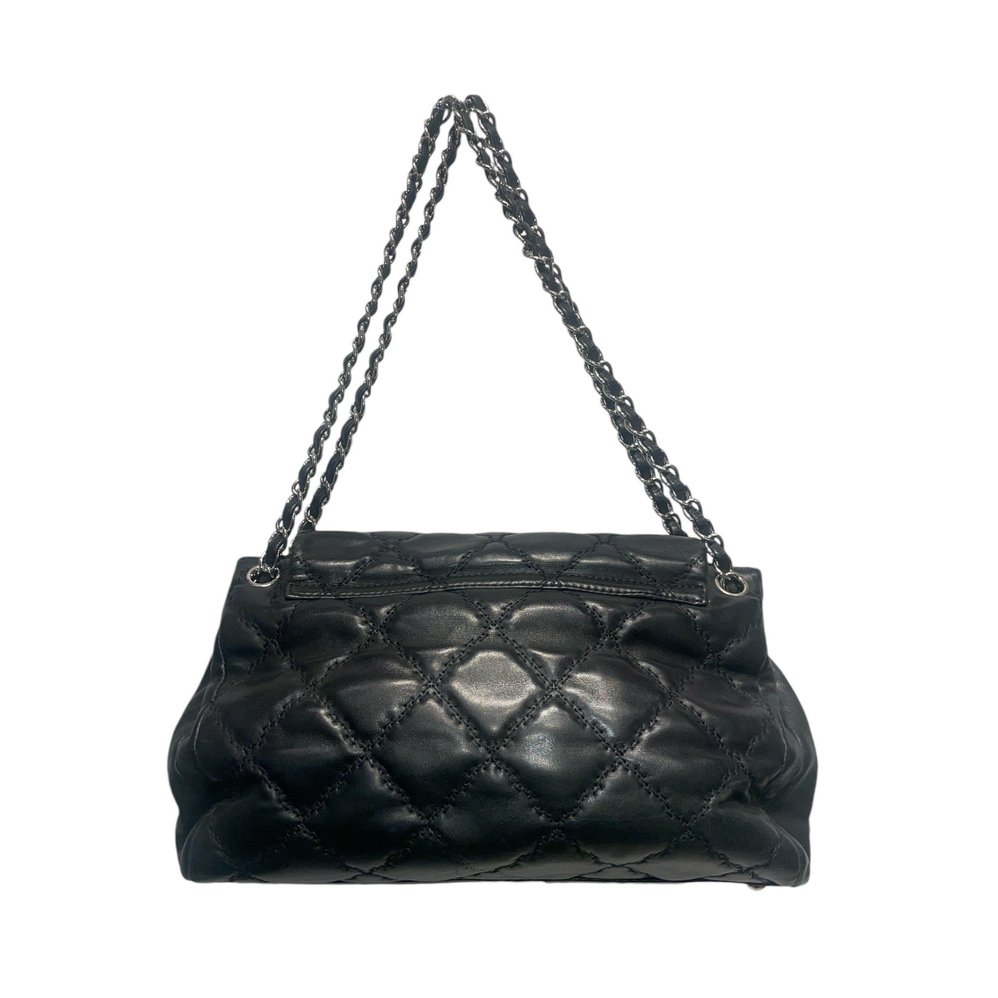 CHANEL/Hand Bag/Leather/BLK/Double Stitch Hampton Flap view 2
