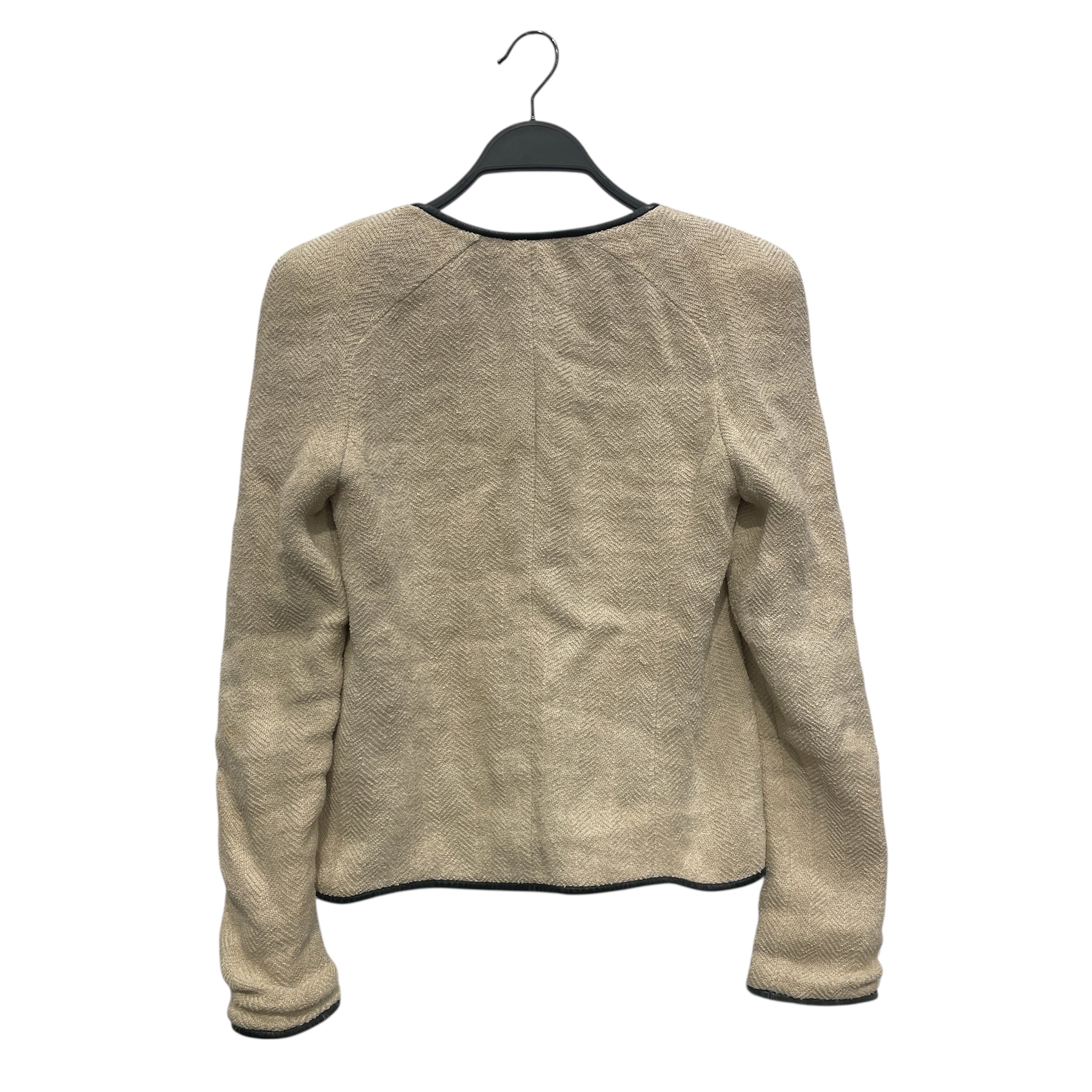 ISABEL MARANT/Jacket/2/Cotton/BEG/LEATHER BORDER ZIP UP JKT view 2