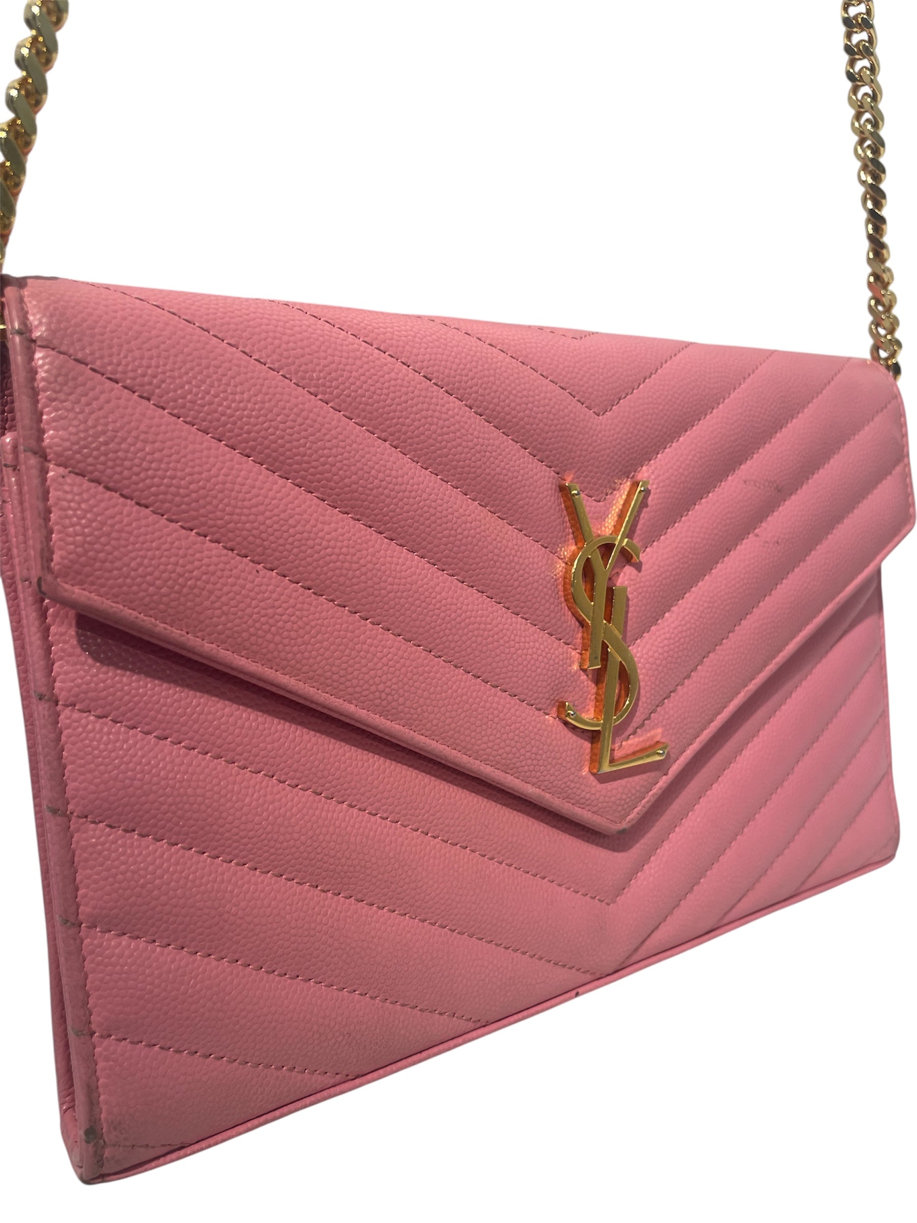 SAINT LAURENT/Cross Body Bag/Leather/PNK/ENVELOPE BAG view 6