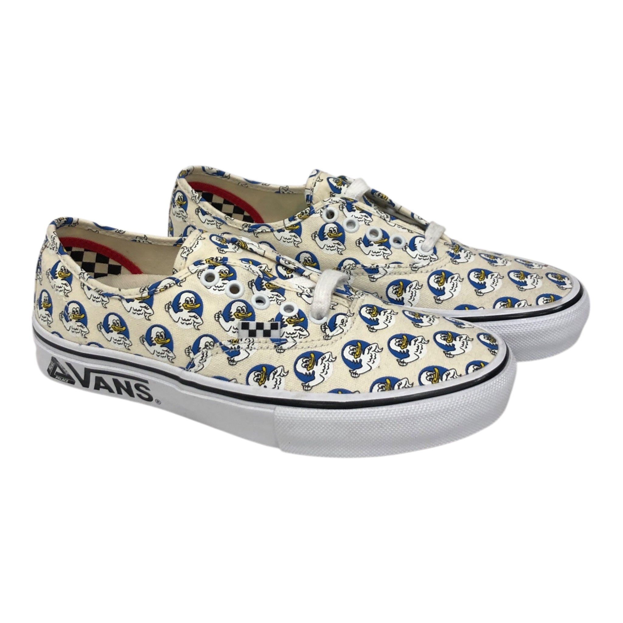 PALACE/VANS/Low-Sneakers/US 7.5/All Over Print/Cotton/WHT/all over duck pattern view 1