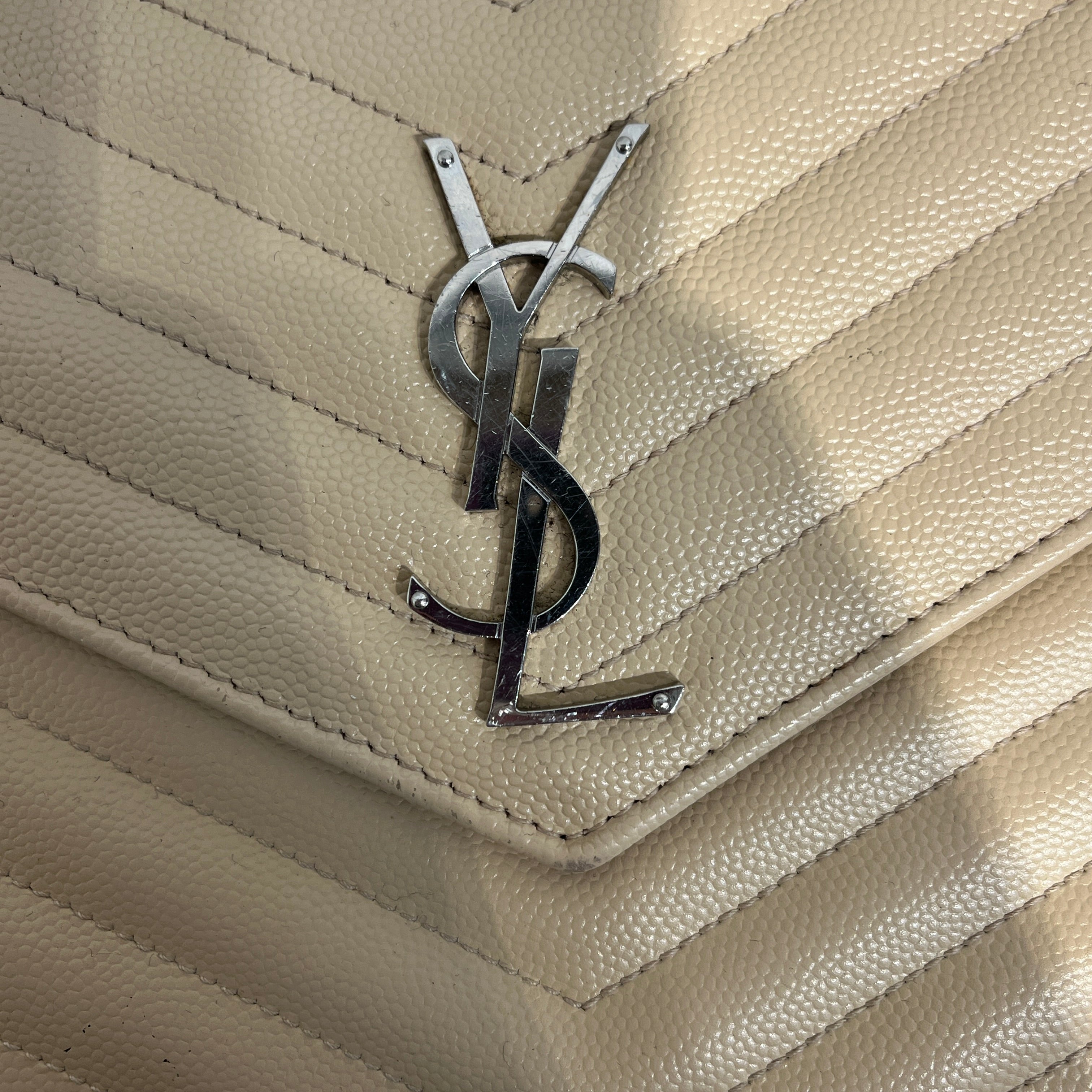 SAINT LAURENT/Cross Body Bag/Leather/BEG/Chevron view 5