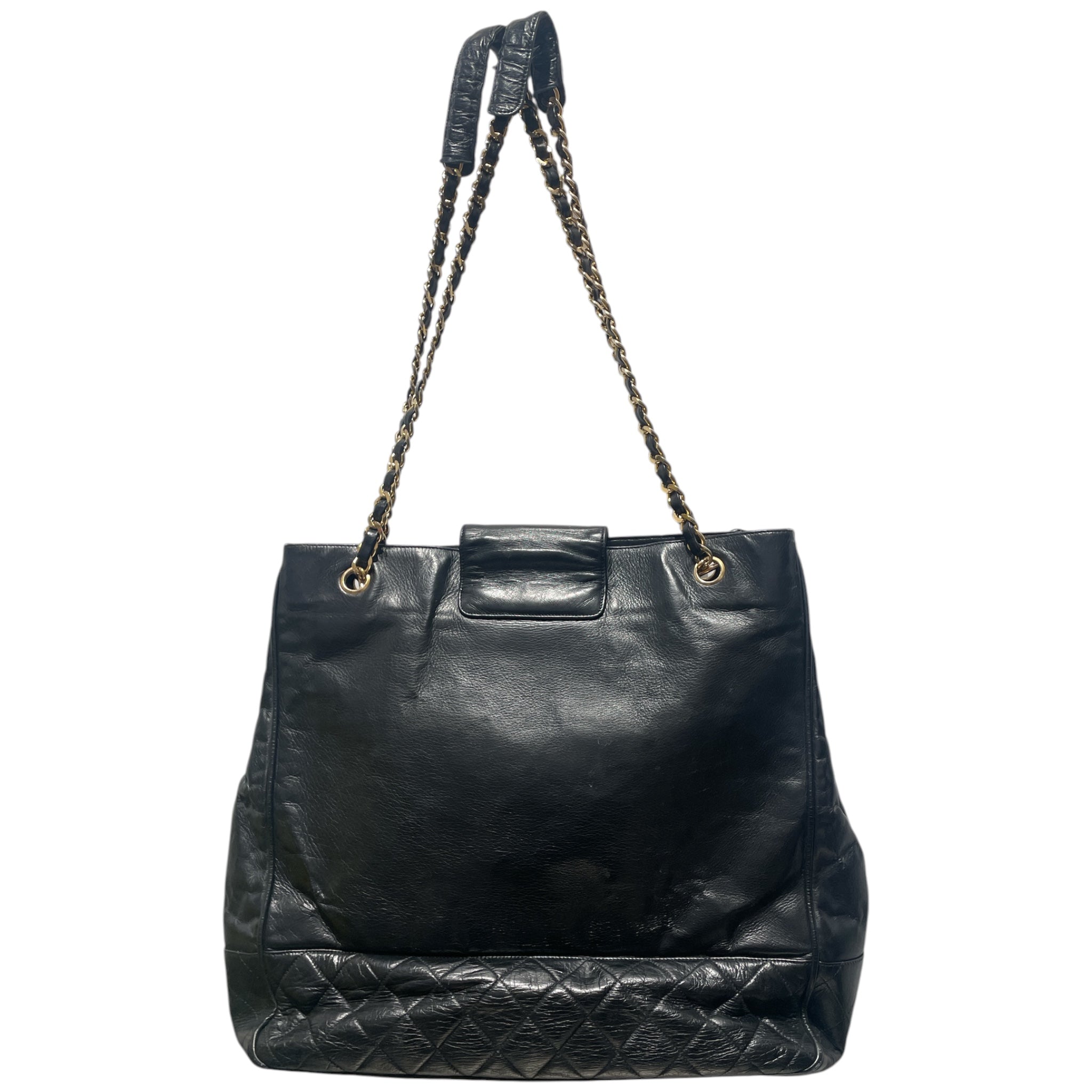 CHANEL/Tote Bag/Leather/BLK/Quilted Shopper Tote view 2