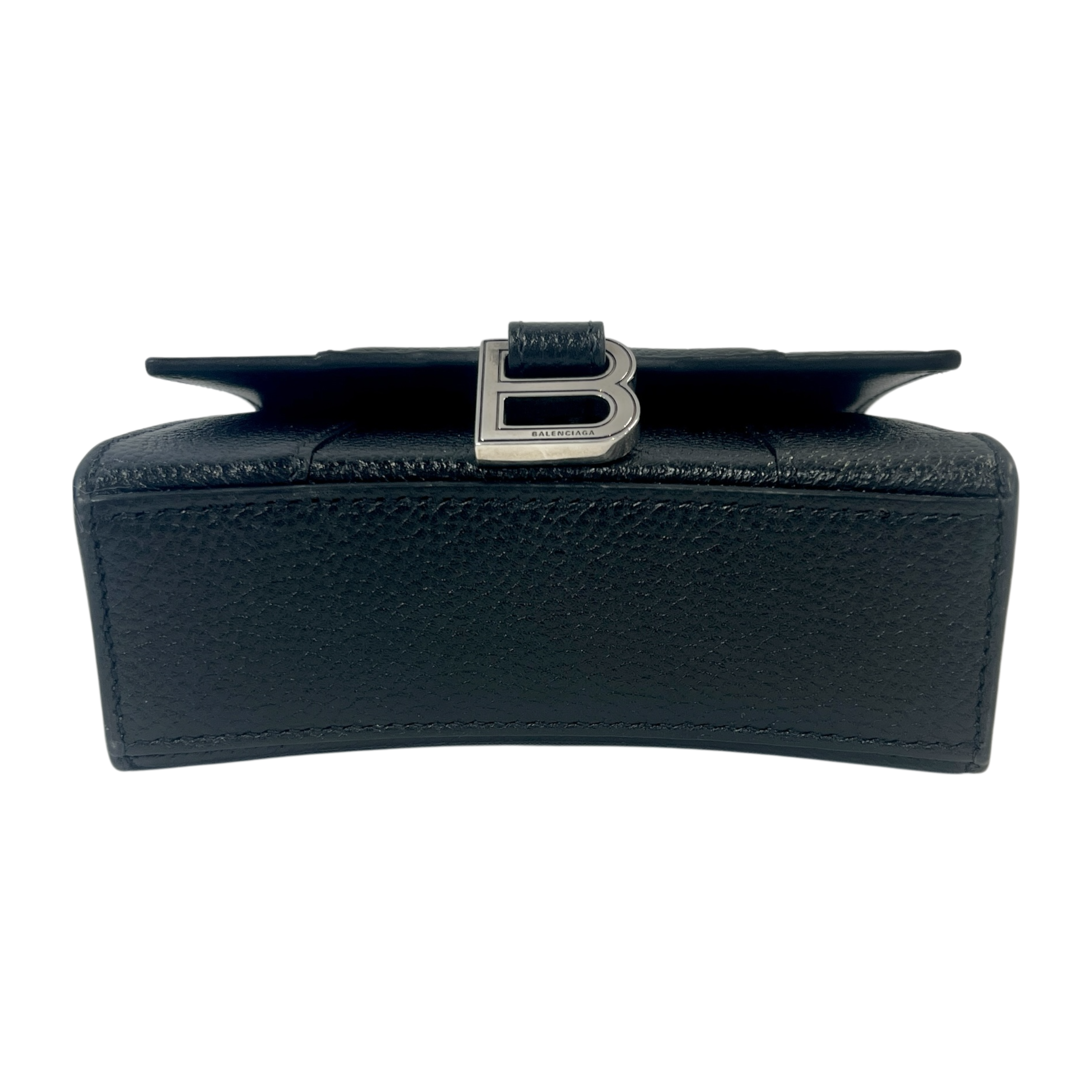 BALENCIAGA/Cross Body Bag/Stripe/Leather/BLK/Balenciaga Hourglass Mini view 3