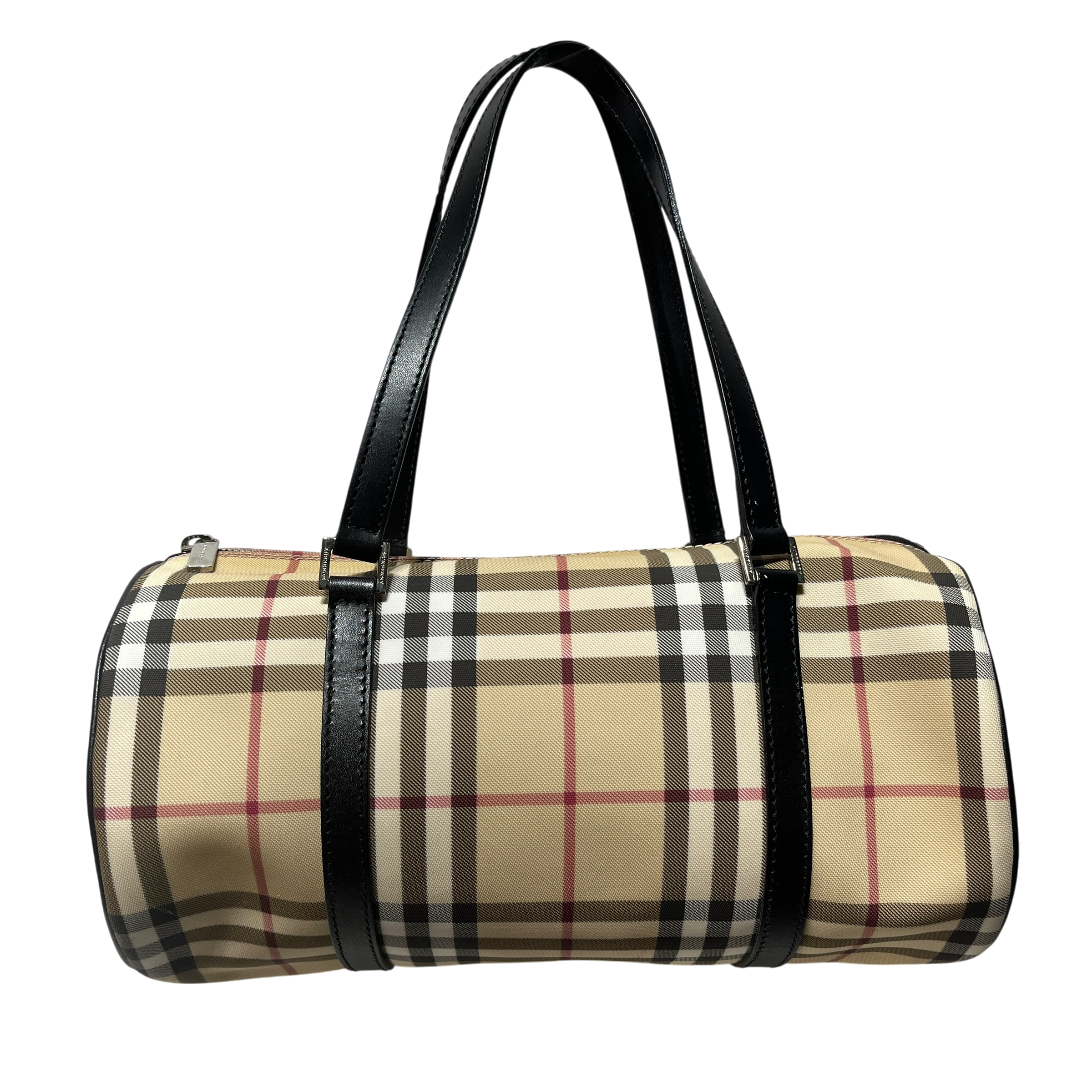 BURBERRY/Hand Bag/Plaid/Nylon/BEG/Haymarket Barrel view 1