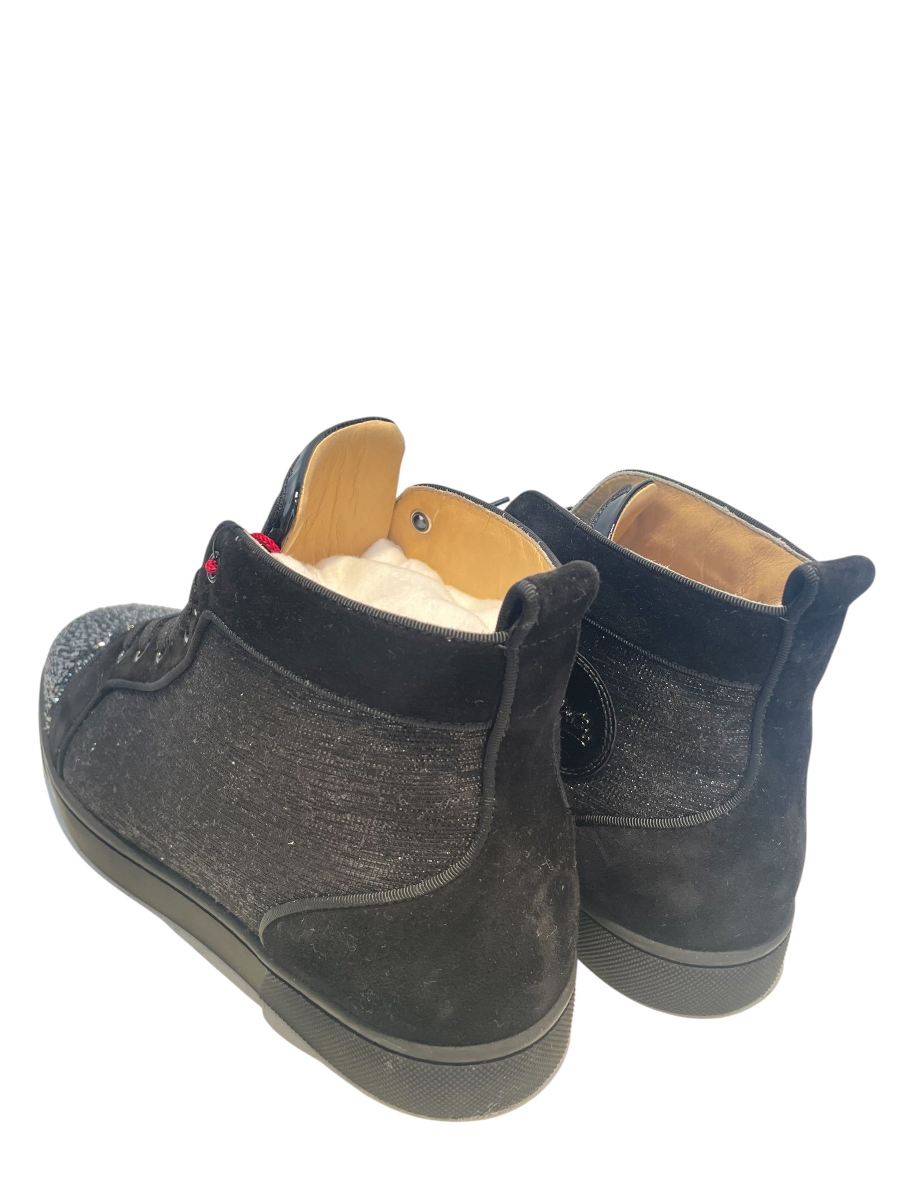 Christian Louboutin/Hi-Sneakers/EU 41.5/Leather/BLK/blk glitter/blk laces view 2