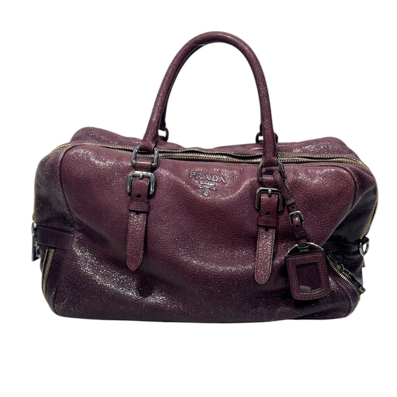PRADA/Hand Bag/Iridescent/Leather/BRD/Burgandy Bowler Bag view 1