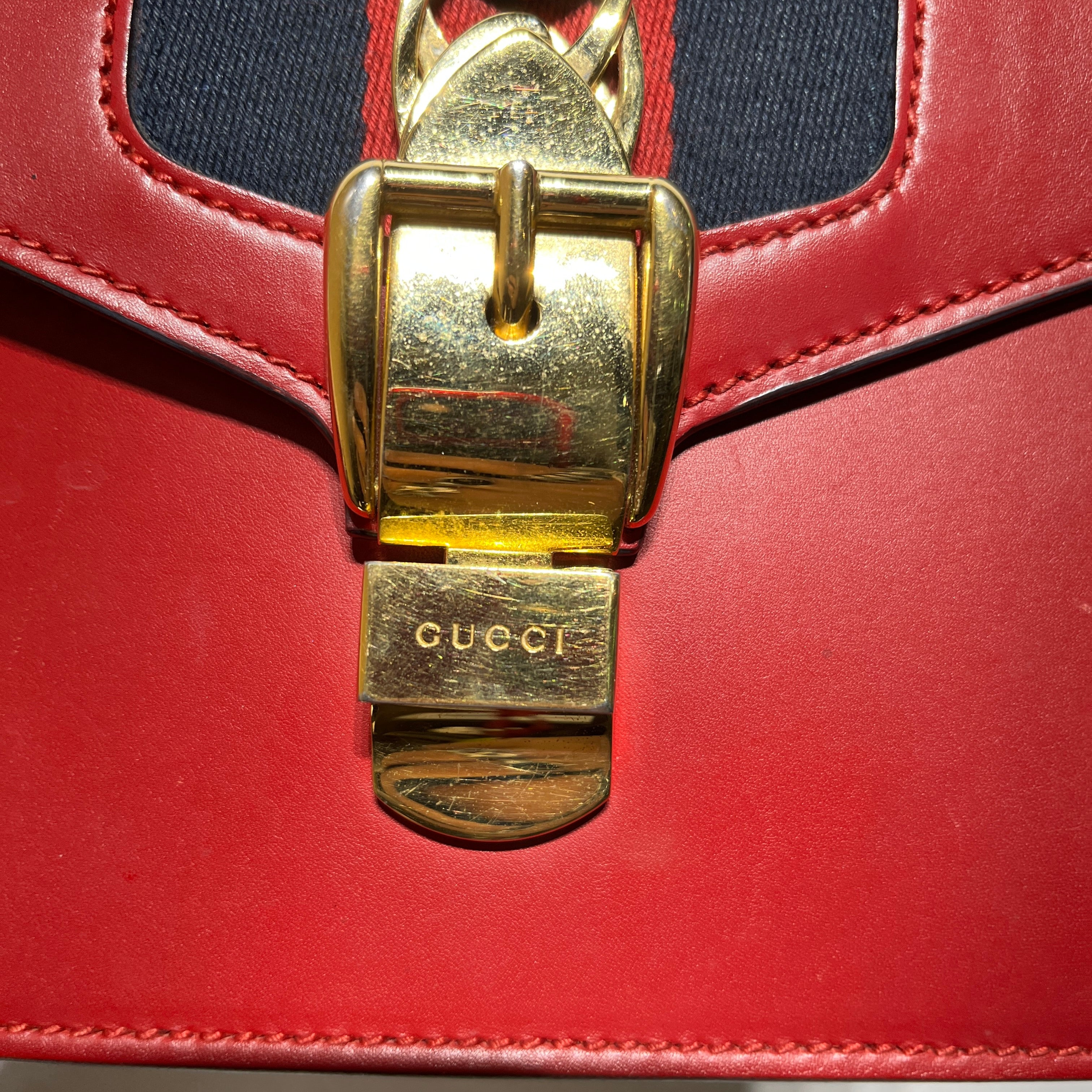 GUCCI/Cross Body Bag/Leather/RED/SYLVIE MINI view 9